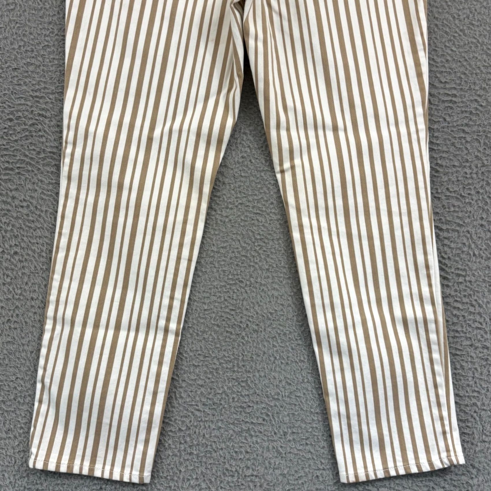 Vintage Chico's Pants Womens 1 So Slimming Girlfriend Ankle 32x30 Tan Striped Stretch Zip Size 25" / US 0 / IT 36 - 6 Thumbnail