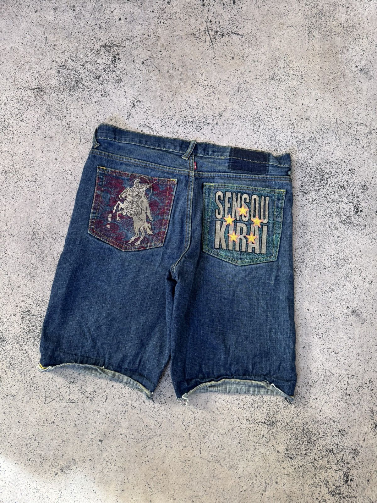Japanese Brand Red Monkey Company SENSOUKIRAI size 36 baggy blueshort jeans Size US 36 / EU 52 - 2 Thumbnail