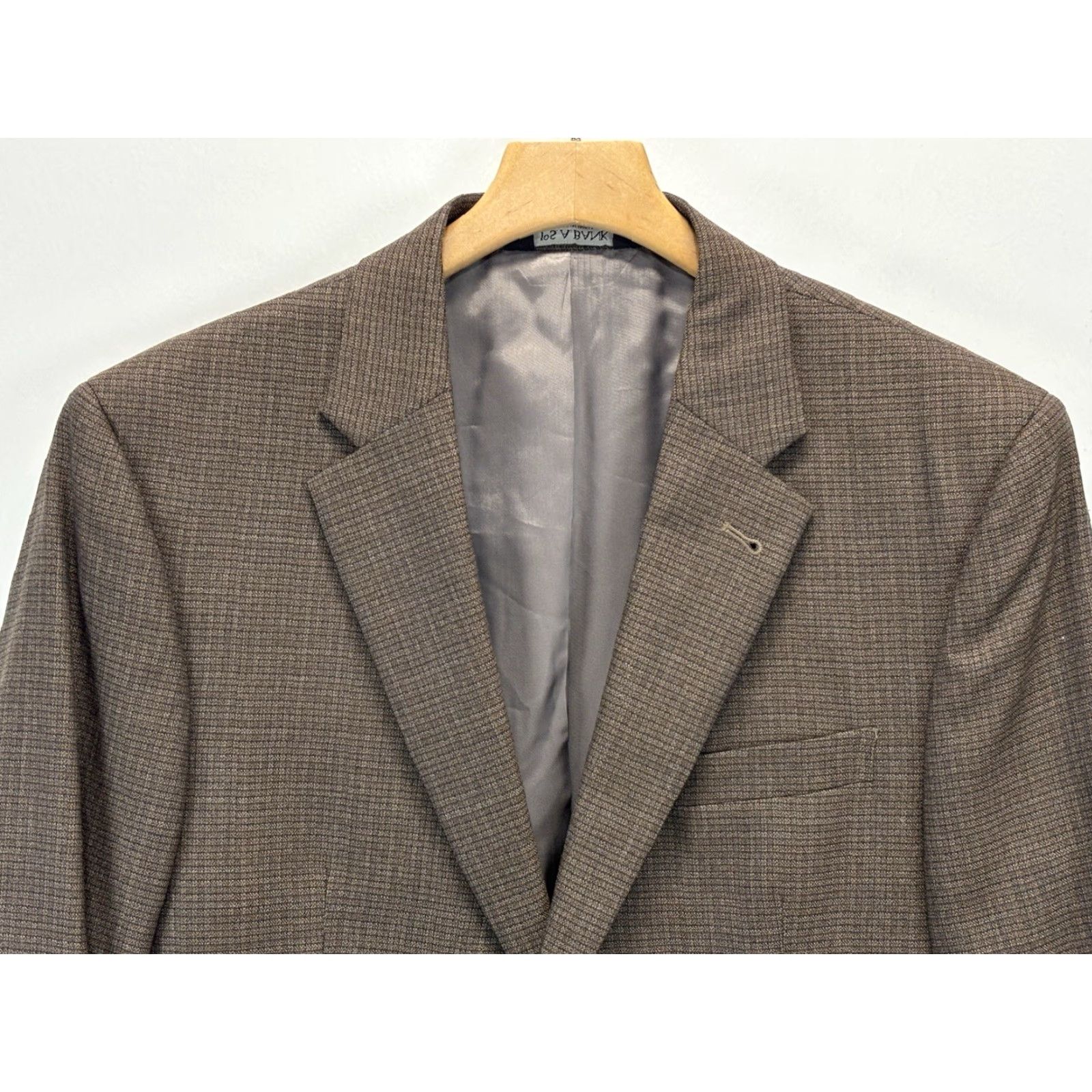 Jos. A. Bank Jos A Bank Sport Coat Blazer 41L Men’s Brown Small Check Wool Long Three-Button Career Shirt Size 42R - 2 Thumbnail