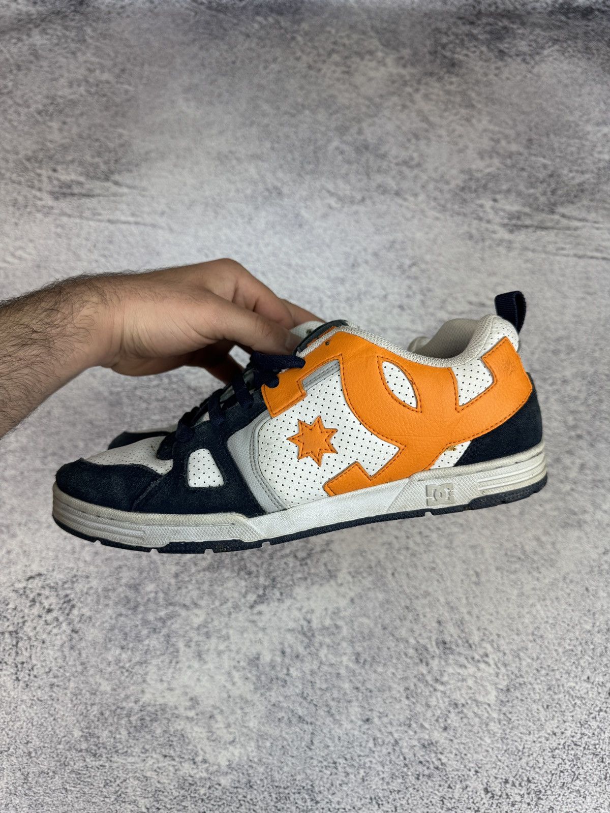 DC DC Shoes Court Graffik Navy Orange White Y2K Skate Sneakers Size US 8 / EU 41 - 9 Thumbnail