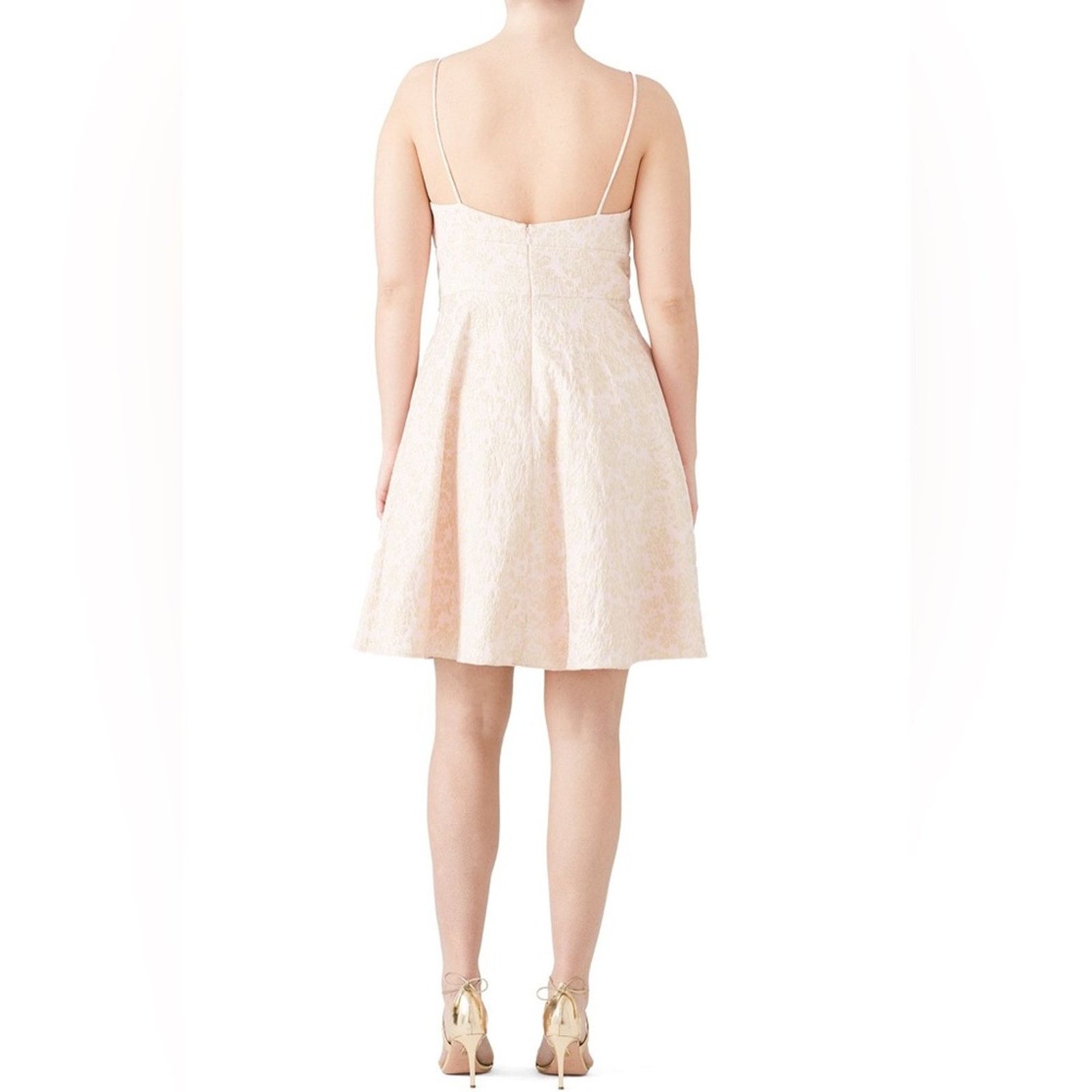 Badgley Mischka Badgley Mischka Size 18 Pink Golden Jacquard Mini Dress Size XXL / US 16-18 / IT 52-54 - 2 Thumbnail