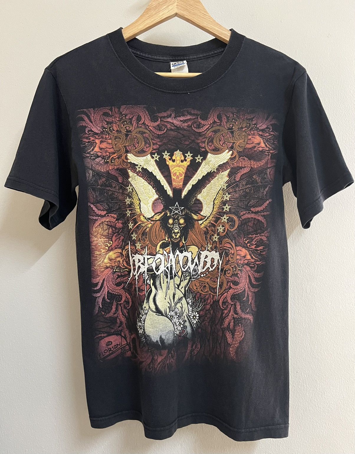 Band Tees Job For A Cowboy Baphomet Tee Faded Anvil Rare Size US S / EU 44-46 / 1 - 1 Thumbnail