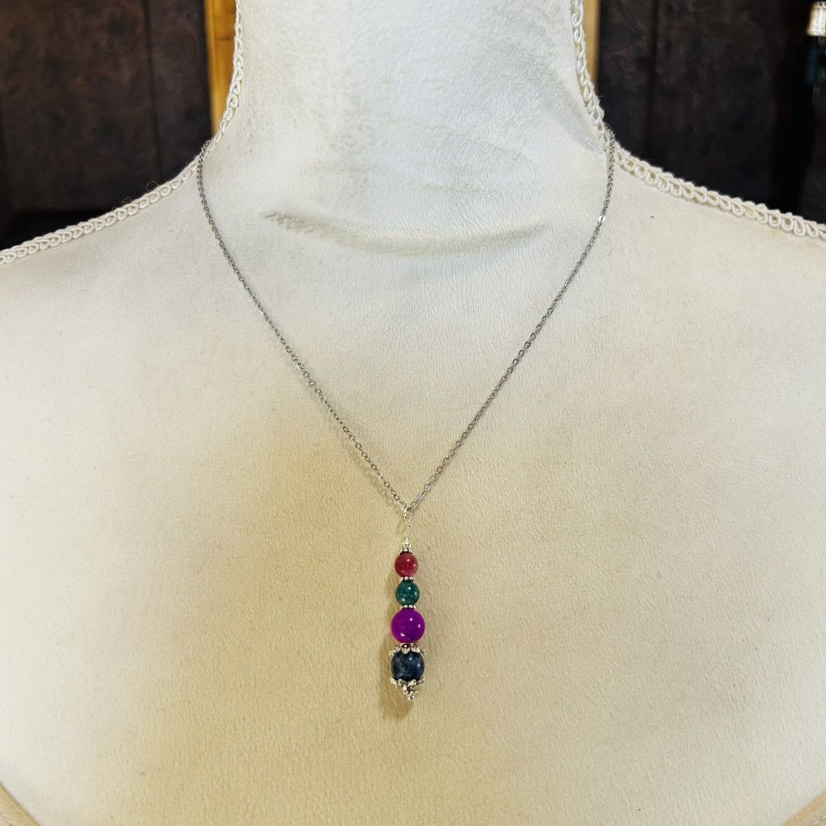 Handmade Handcrafted elegant genuine stone pendant on chain necklace Size ONE SIZE - 3 Thumbnail