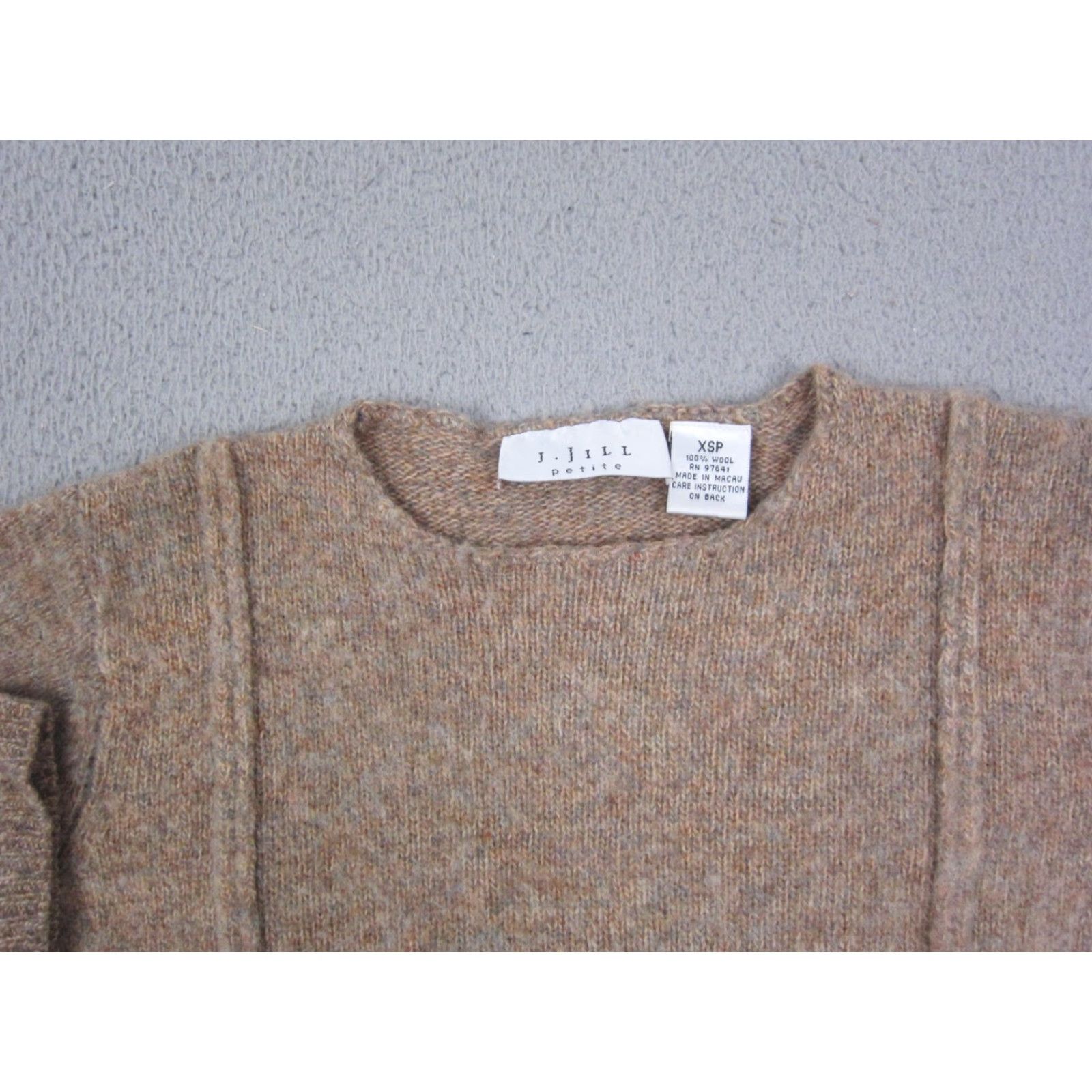 J. Jill VINTAGE J.Jill Sweater Womens XS Petite XSP Brown 100% Wool Knit Pullover Crew Neck Long Sleeve 90s City Classic Winter Fall Spring Mens/Womens Size XS / US 0-2 / IT 36-38 - 2 Thumbnail