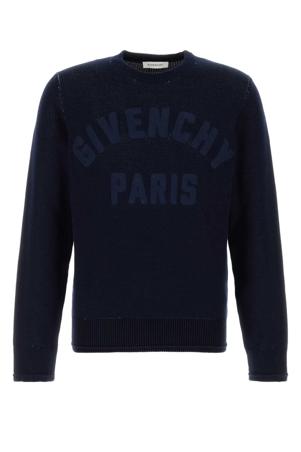 Givenchy Midnight Blue Cotton Sweater Size US M / EU 48-50 / 2 - 1 Thumbnail