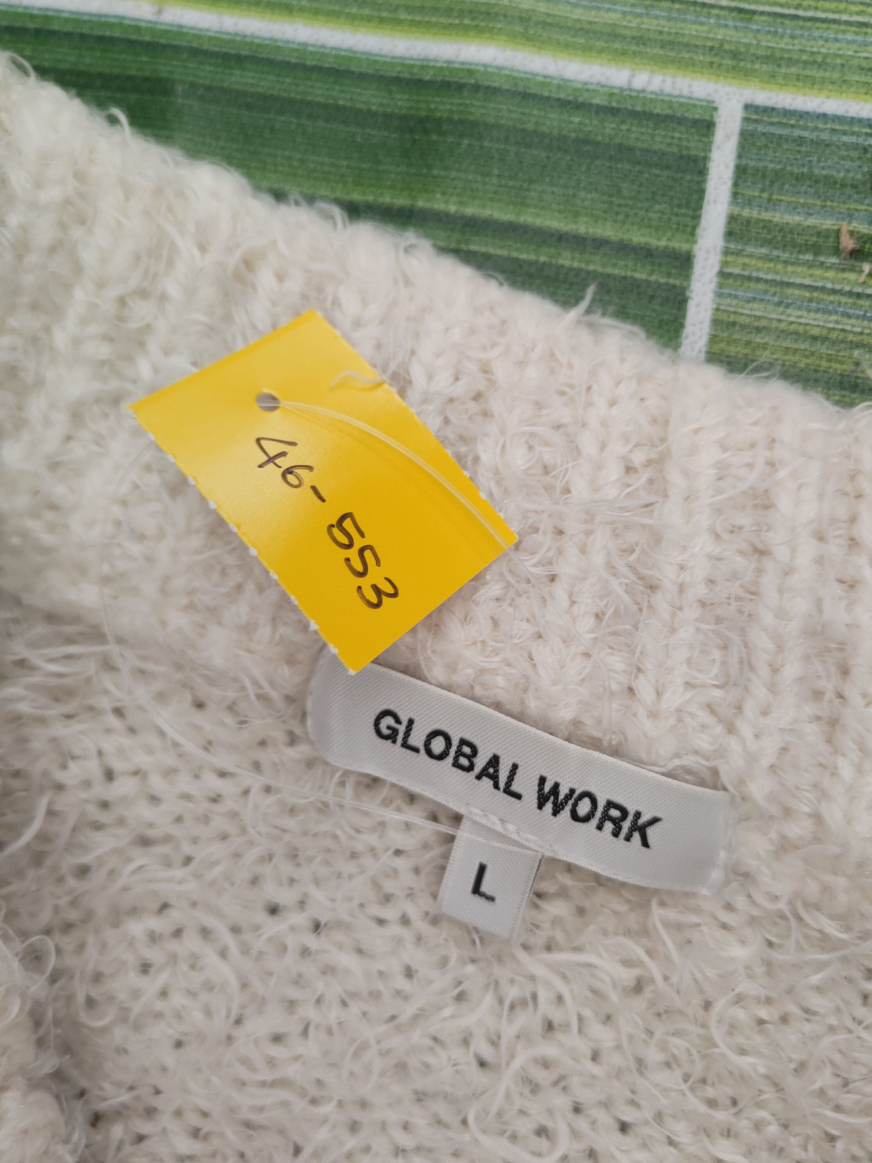 Global Work DL Global Work Cream Fur Mohair Knitwear #46-553 Size L / US 10 / IT 46 - 11 Thumbnail