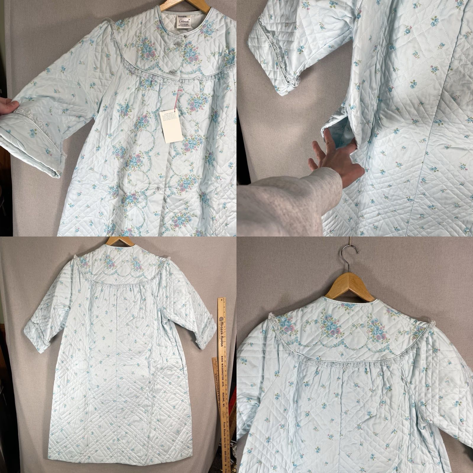 Vintage VINTAGE Adonna Coat Robe Cottage Granny NWT Quilted 70s Small Blue Size ONE SIZE - 8 Thumbnail