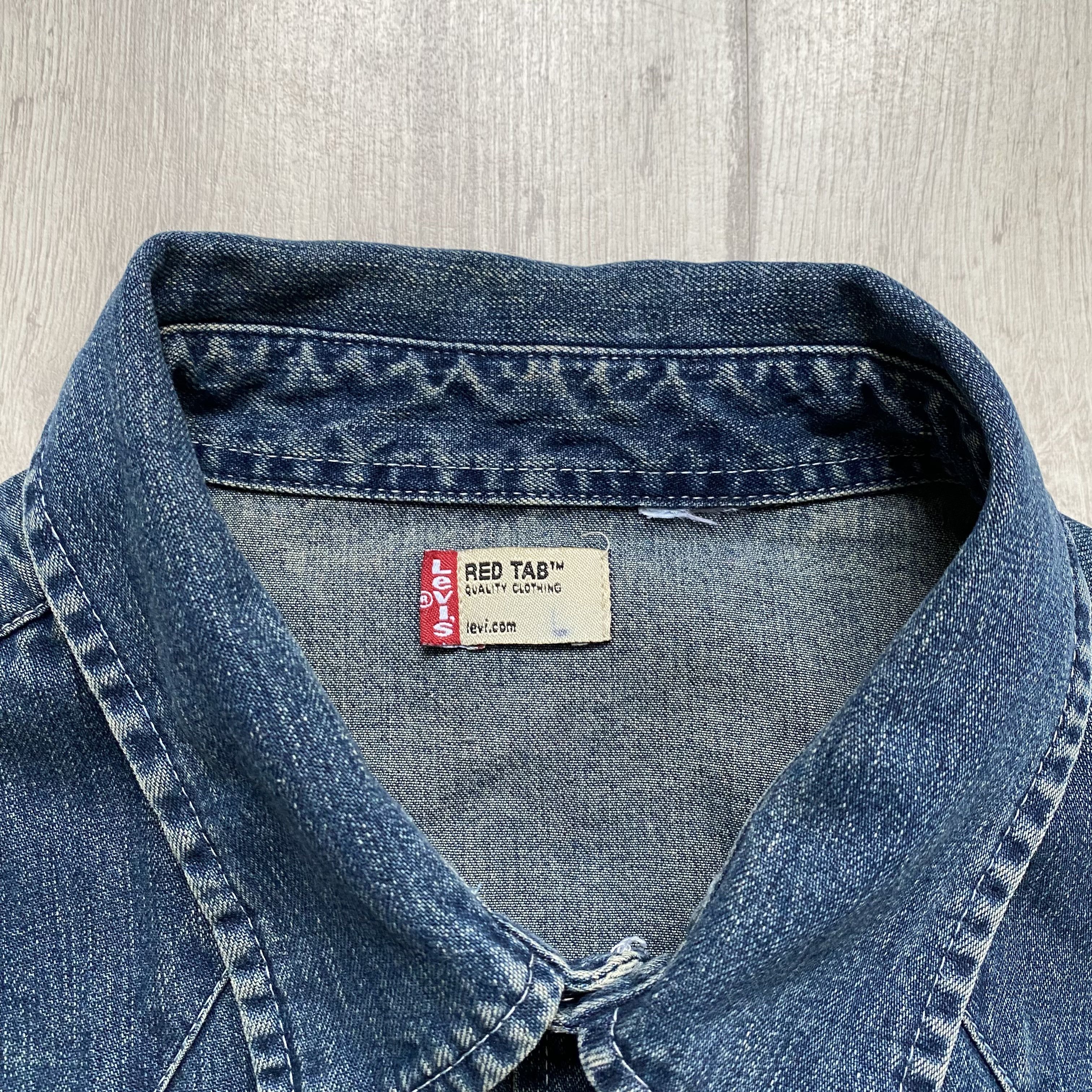 Cowboy Equipment 👔 Vintage Levis Denim shirt Western Cowboy Diesel Wrangler Size US XL / EU 56 / 4 - 5 Thumbnail