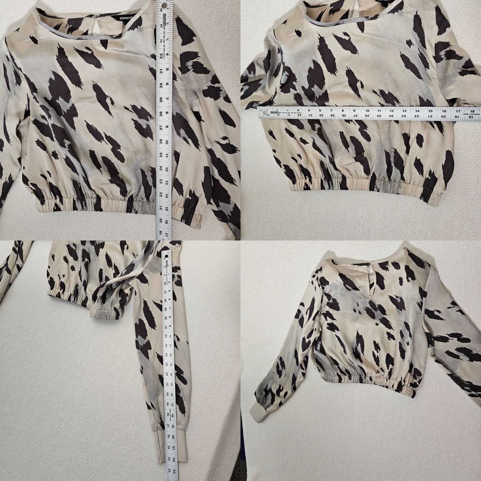Express Express Women's Size XS Strong Shoulder Cropped Cheetah Print Top Blouse Size M / US 6-8 / IT 42-44 - 8 Thumbnail