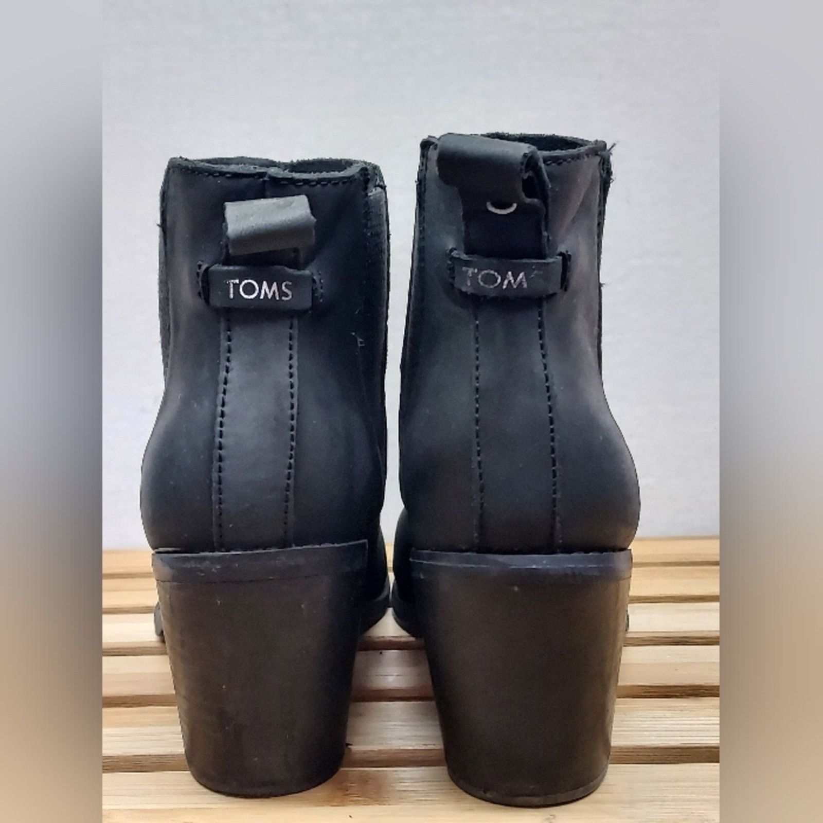 Toms TOMS Womens Black Everly Leather Pull On Ankle Boots Size 9 Size US 9 / IT 39 - 7 Thumbnail