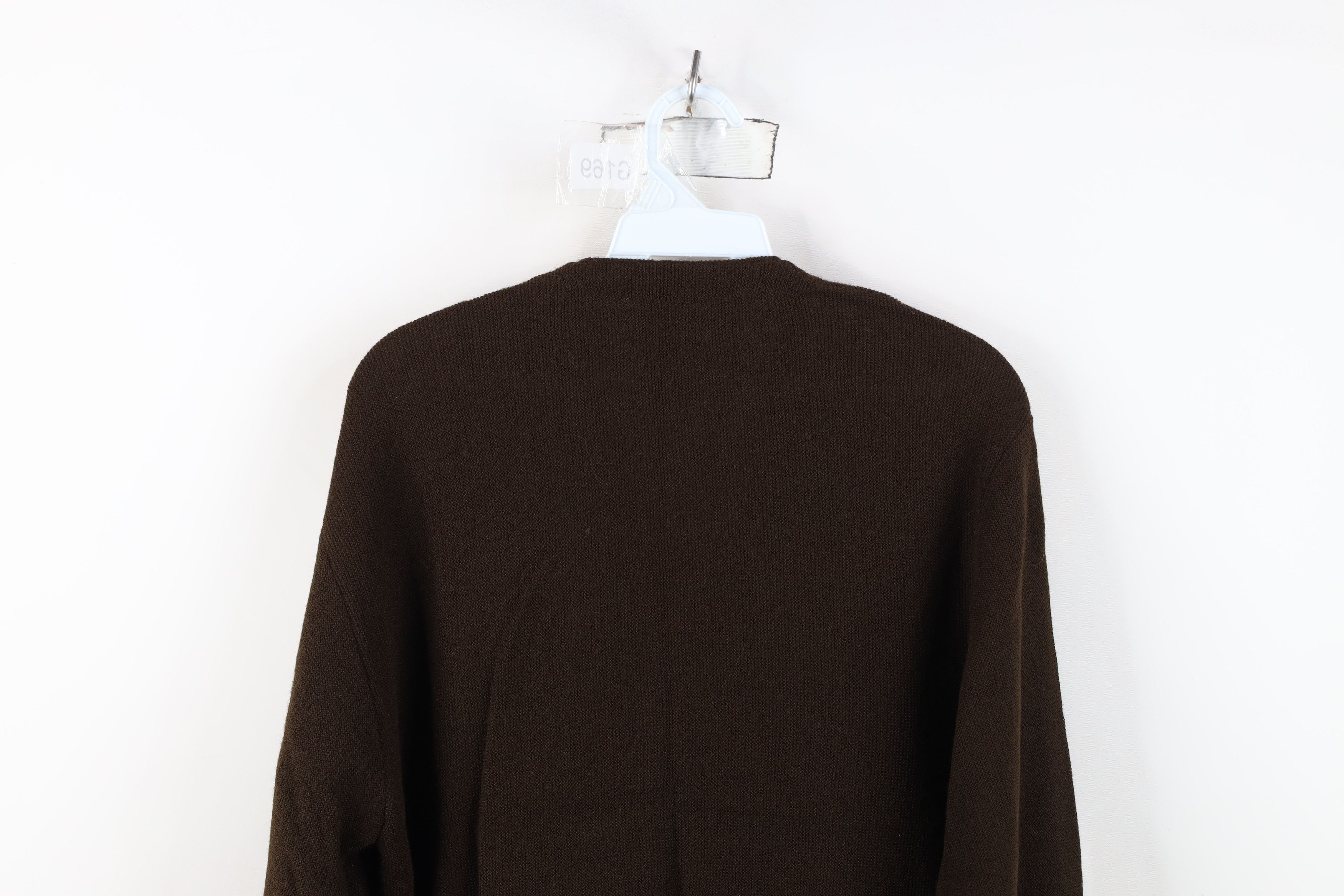Vintage Vintage 70s Streetwear Blank Knit Cardigan Sweater Brown USA Size US L / EU 52-54 / 3 - 9 Thumbnail