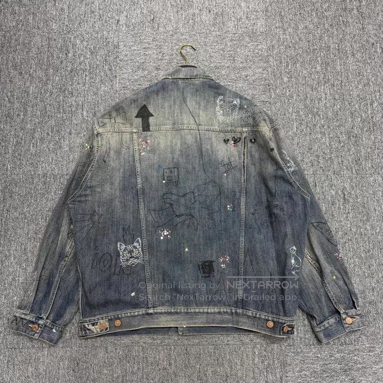 Balenciaga Balenciaga Graffiti distressed rhinestone denim jacket Size US S / EU 44-46 / 1 - 5 Thumbnail