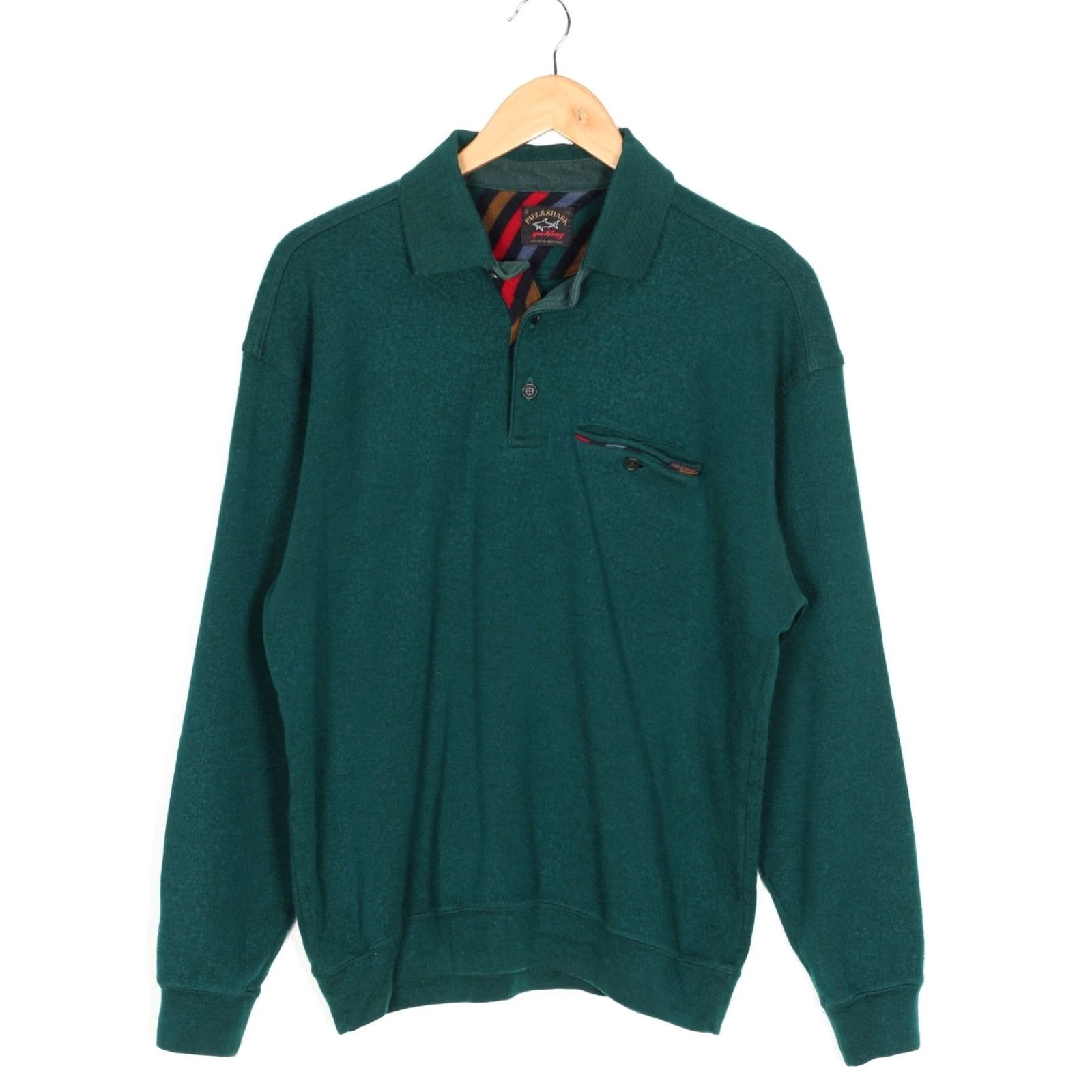 Paul & Shark VINTAGE Paul & Shark Jumper Wool Collared Mens XL Green Pullover Knit Wool Jumper Classic VR3534 Size US XL / EU 56 / 4 - 2 Thumbnail