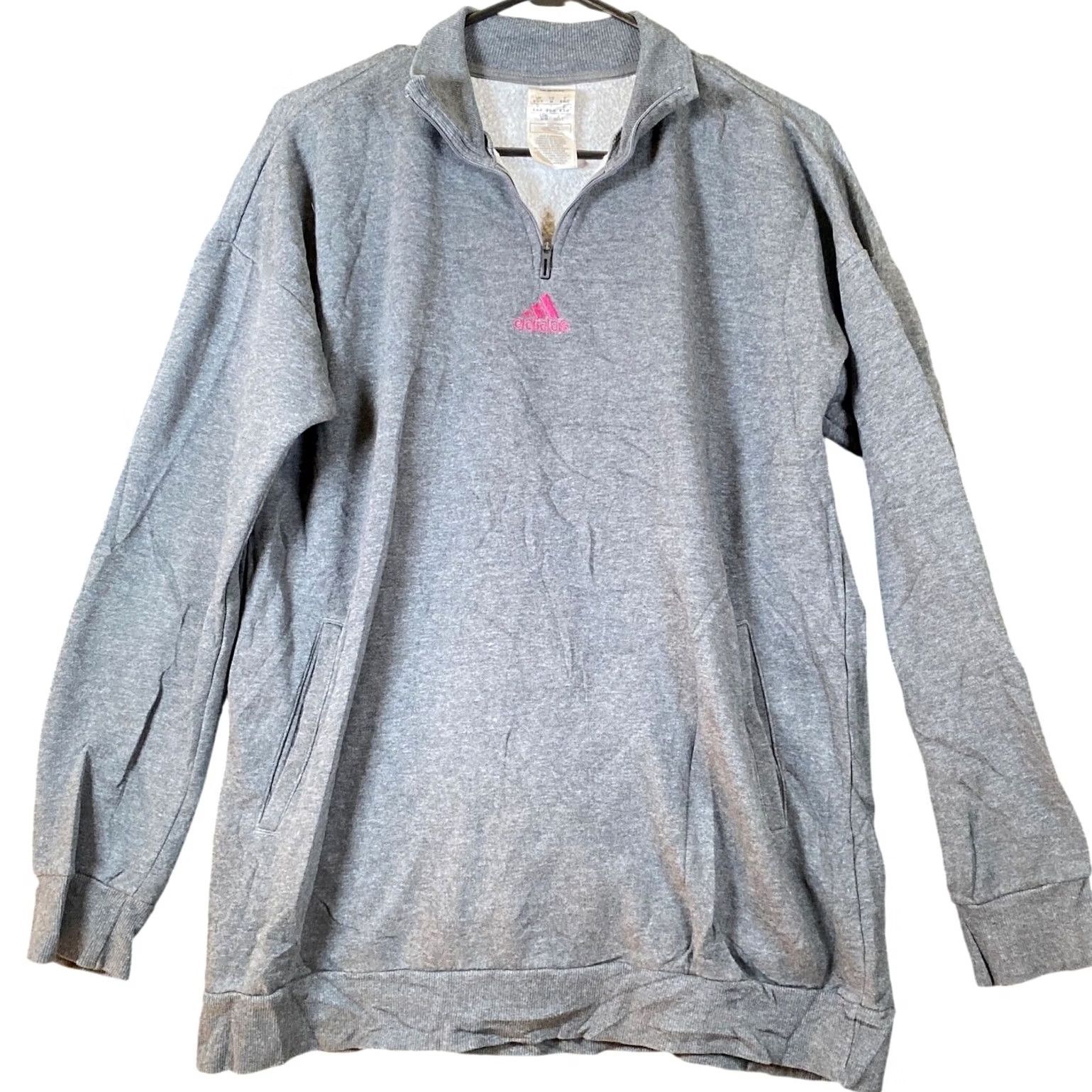 Adidas Adidas Womens Sweatshirt Gray Essentials Comfort Elongated 1/4 Zip Stretch M Hoodie Pullover Regular Solid Pattern Size M / US 6-8 / IT 42-44 - 2 Thumbnail