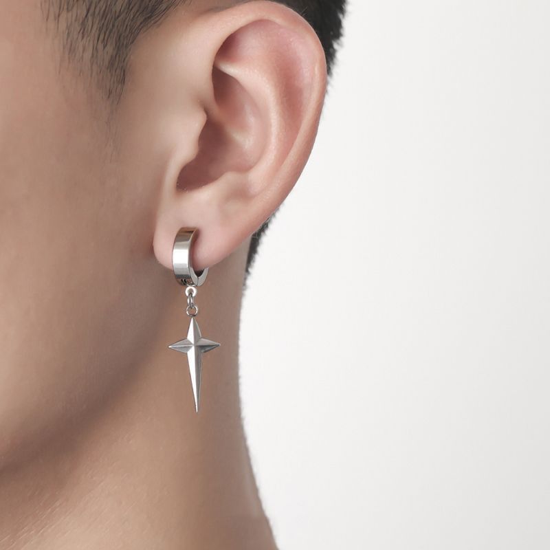 Jewelry × Sterling Silver Star Modern Earrings One Pairs Chrome Jewelry Size ONE SIZE - 2 Thumbnail