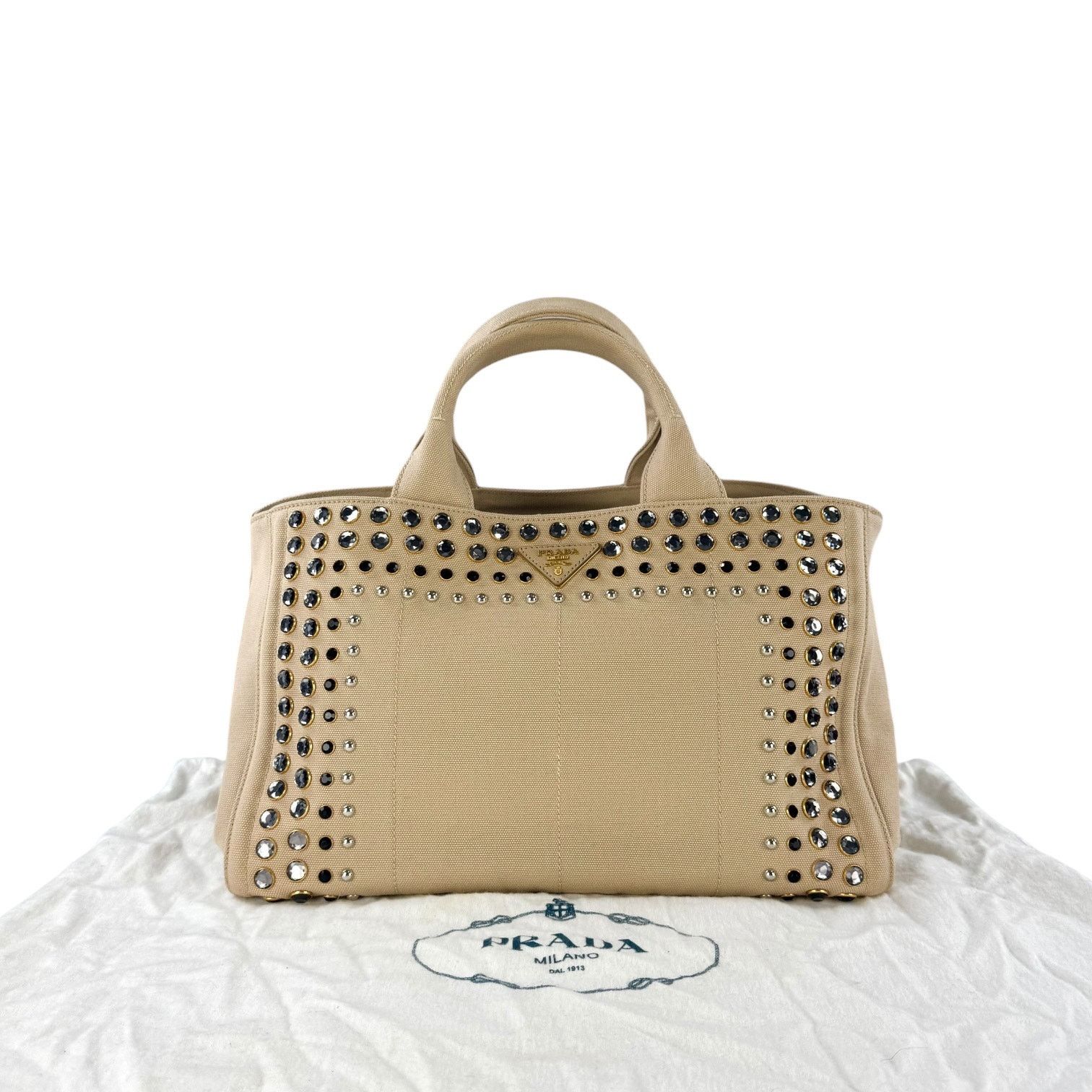 Prada Prada Rhinestone Canapa Tote Bag Size ONE SIZE - 3 Thumbnail