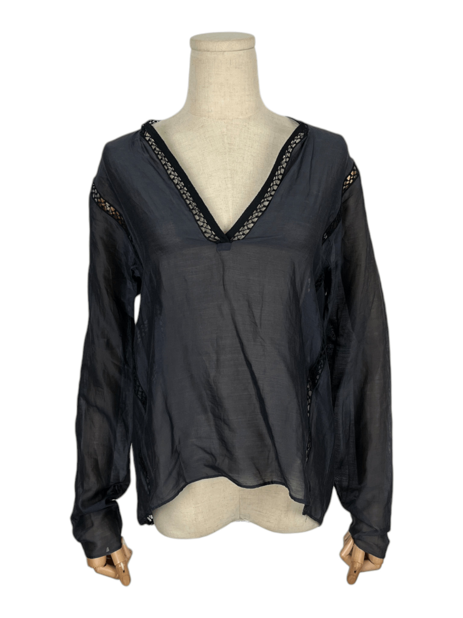 Gucci Gucci Black Sheer Cotton Blouse Size S / US 4 / IT 40 - 1 Thumbnail