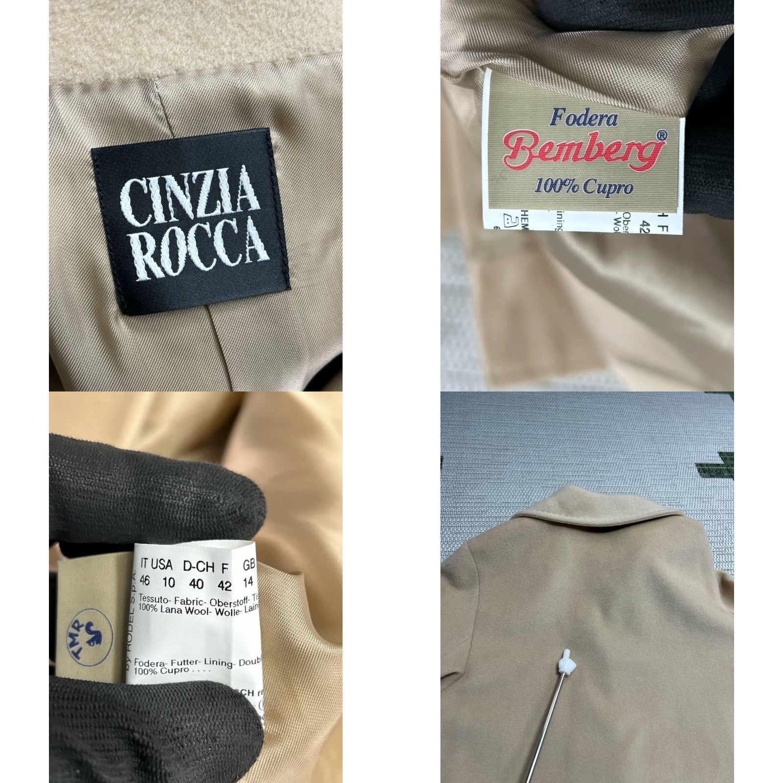 Cinzia Rocca Cinzia Rocca Coat Womens Car Coat Wool Beige 10 Single-Breasted Notch Lapel Pockets Button Casual Winter Fall Spring Regular Modern Vintage: No Size L / US 10 / IT 46 - 8 Thumbnail