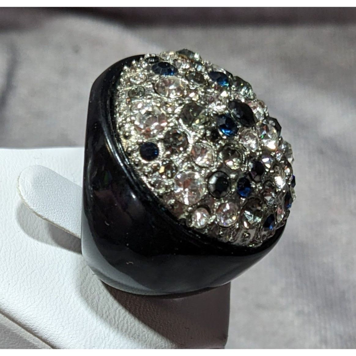 Other Vintage Glam Goth Rhinestone Studded Black Acrylic Statement Size ONE SIZE - 7 Thumbnail