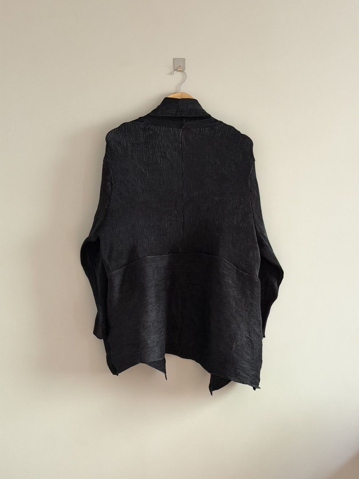 Vintage Black Pleated Draped Cape Issey Miyake Style Size ONE SIZE - 7 Thumbnail