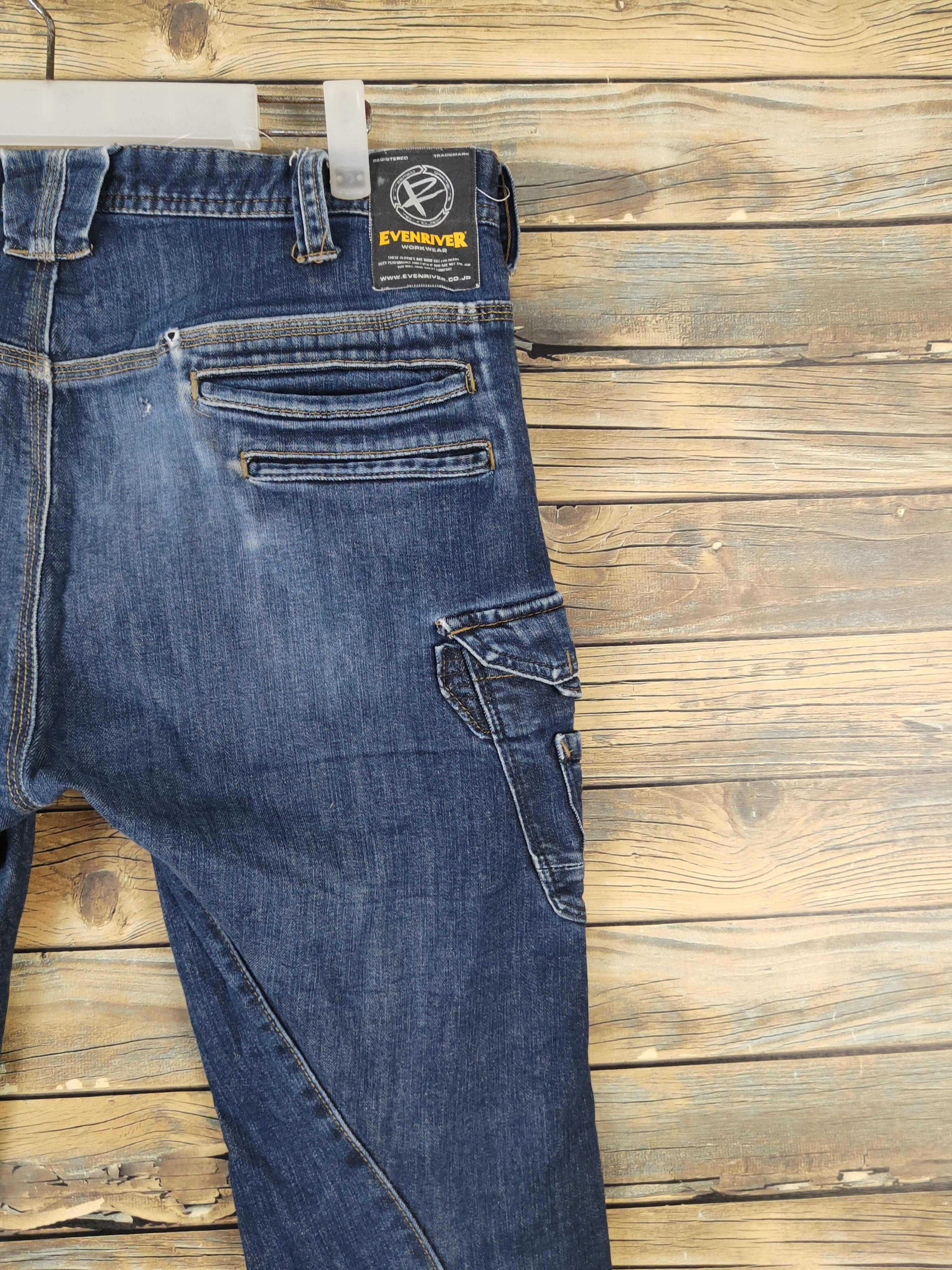 Japanese Brand Evenriver Distressed Ripped denim cargoJeans #W1989 Size 32" / US 10 / IT 46 - 11 Thumbnail