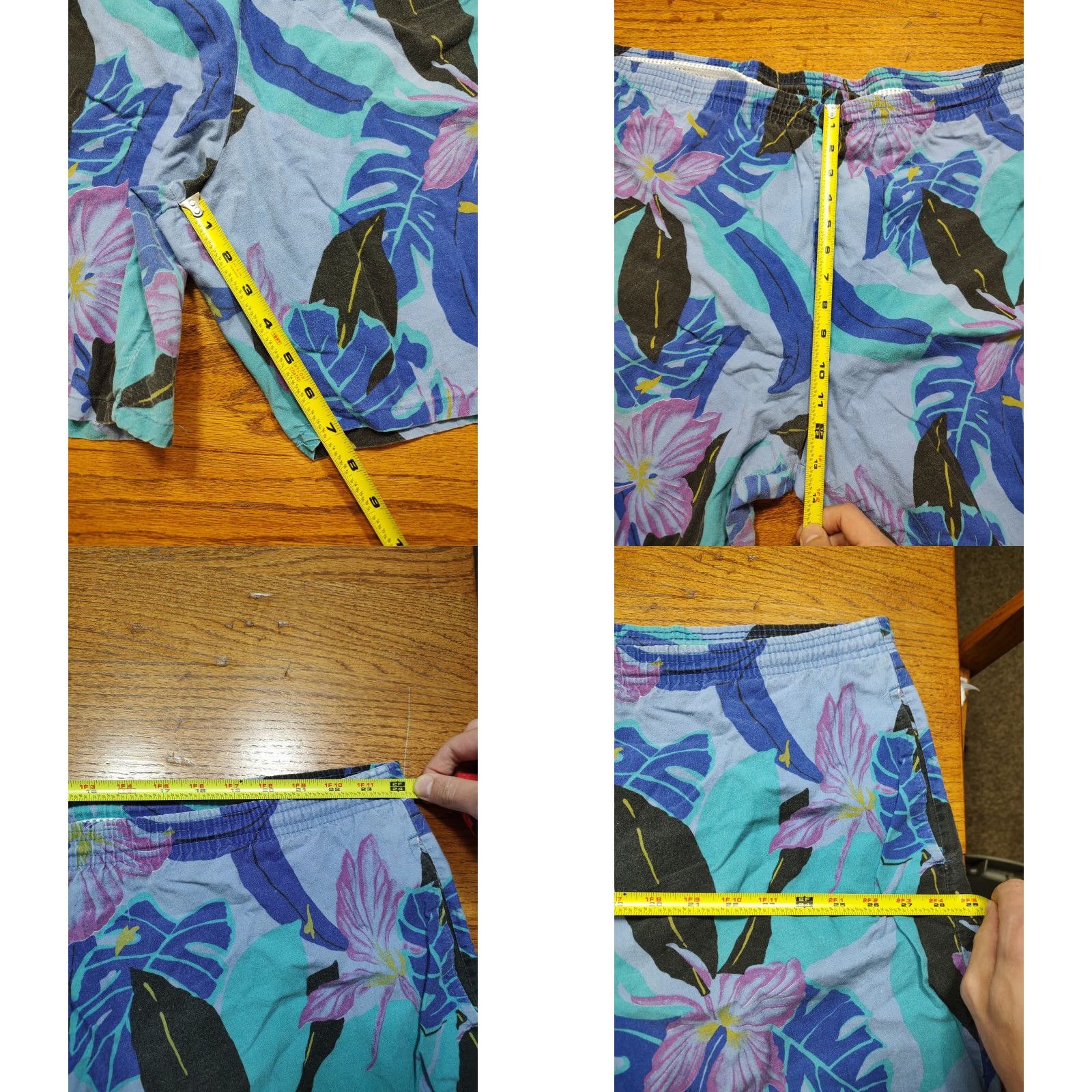 Vintage VINTAGE 80s Marina of California Hawaiian Swim Short Mens 2XL Blue Floral USA Swim Bottoms Size US 39 - 8 Thumbnail