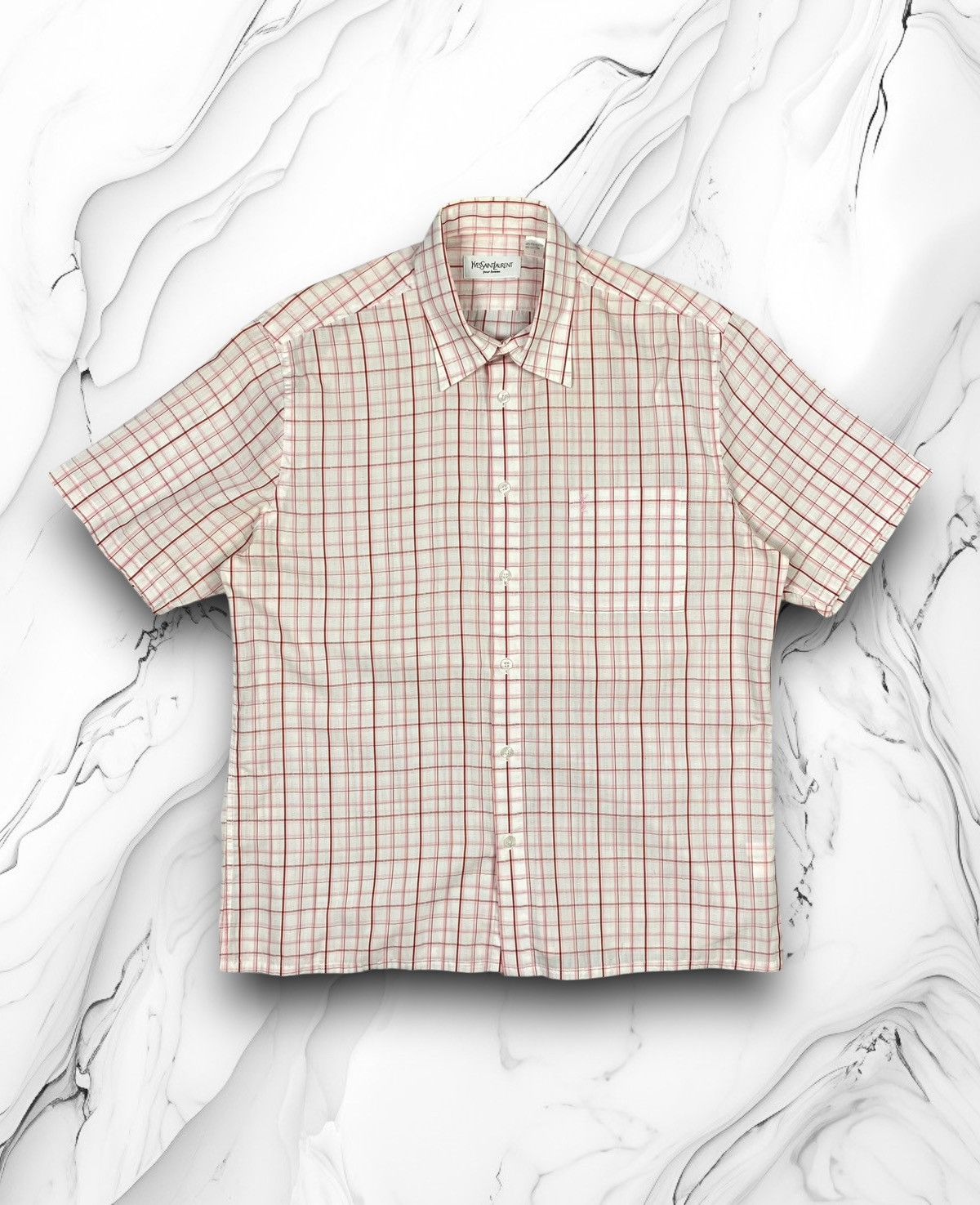 Vintage Yves Saint Laurent Pink Checkered Button Up Shirt