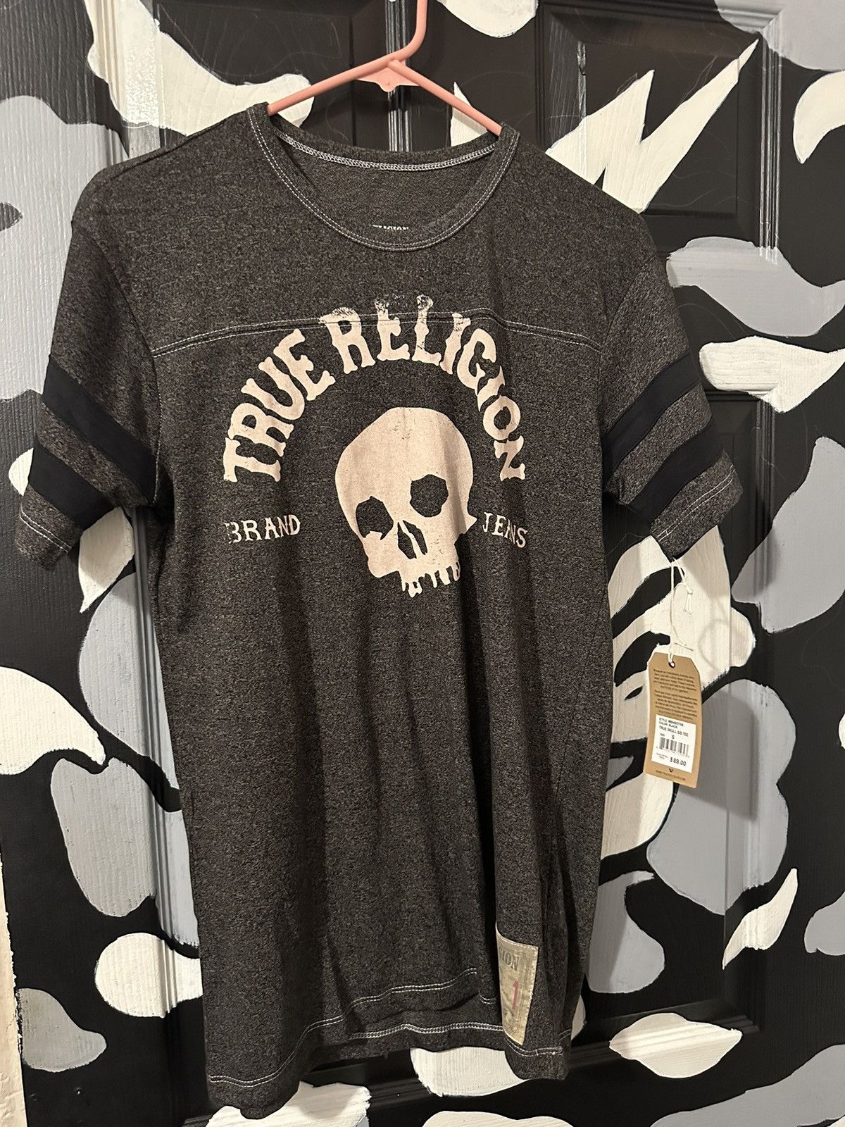 image of True Religion Skull Tee in Grey, Men's (Size Small)