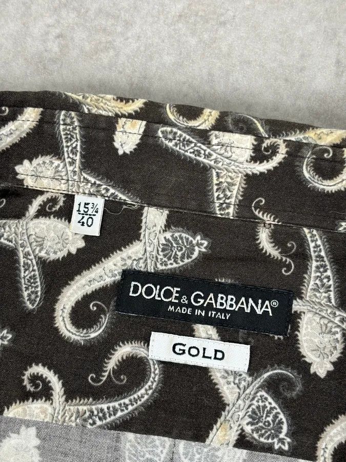 Dolce & Gabbana 2010s Dolce & Gabbana Brown Paisley Shirt Size US L / EU 52-54 / 3 - 9 Thumbnail