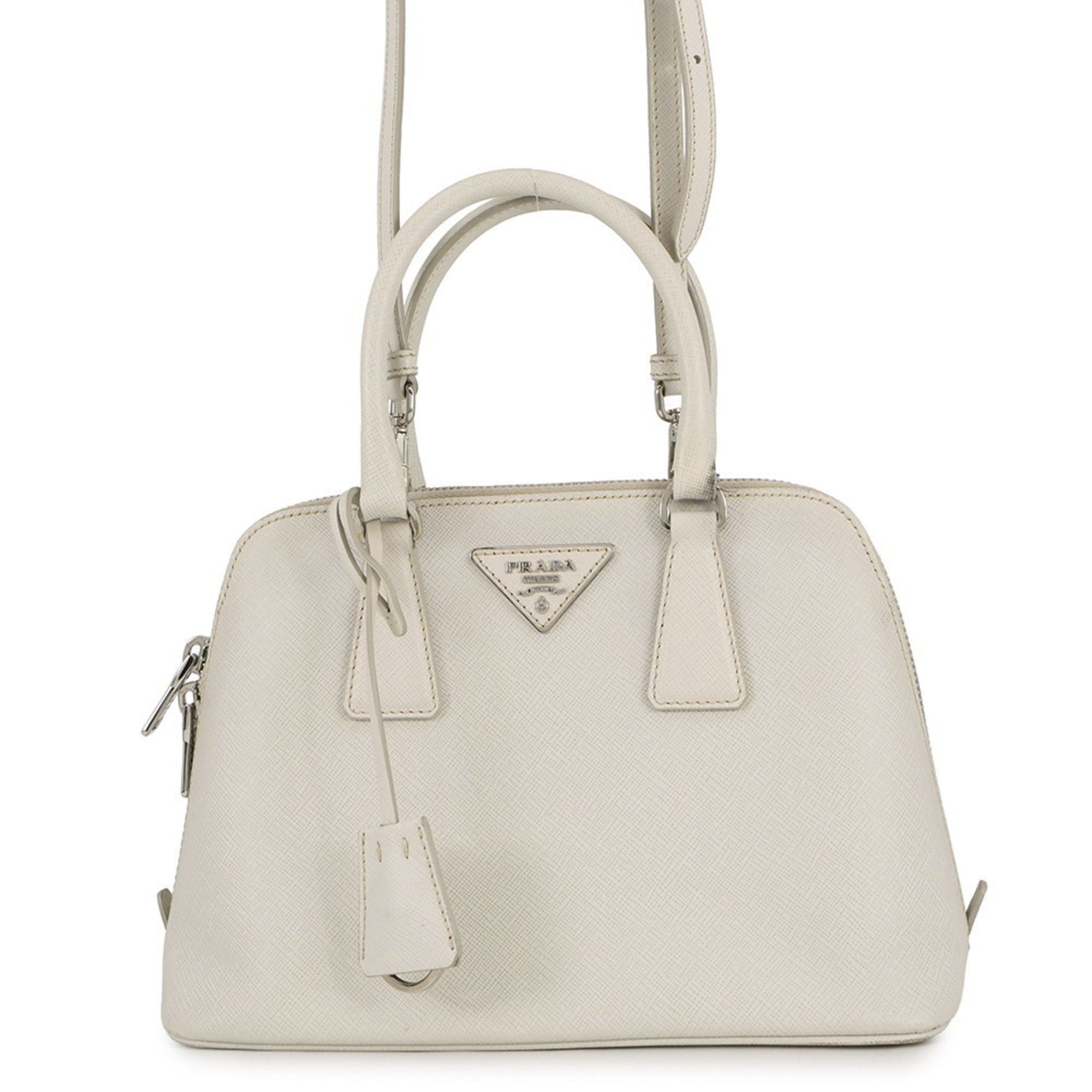 Prada Promenade Triangle Saffiano Leather Handbag Bl0838 Prada 2-Way Shoulder Bag White, Women's