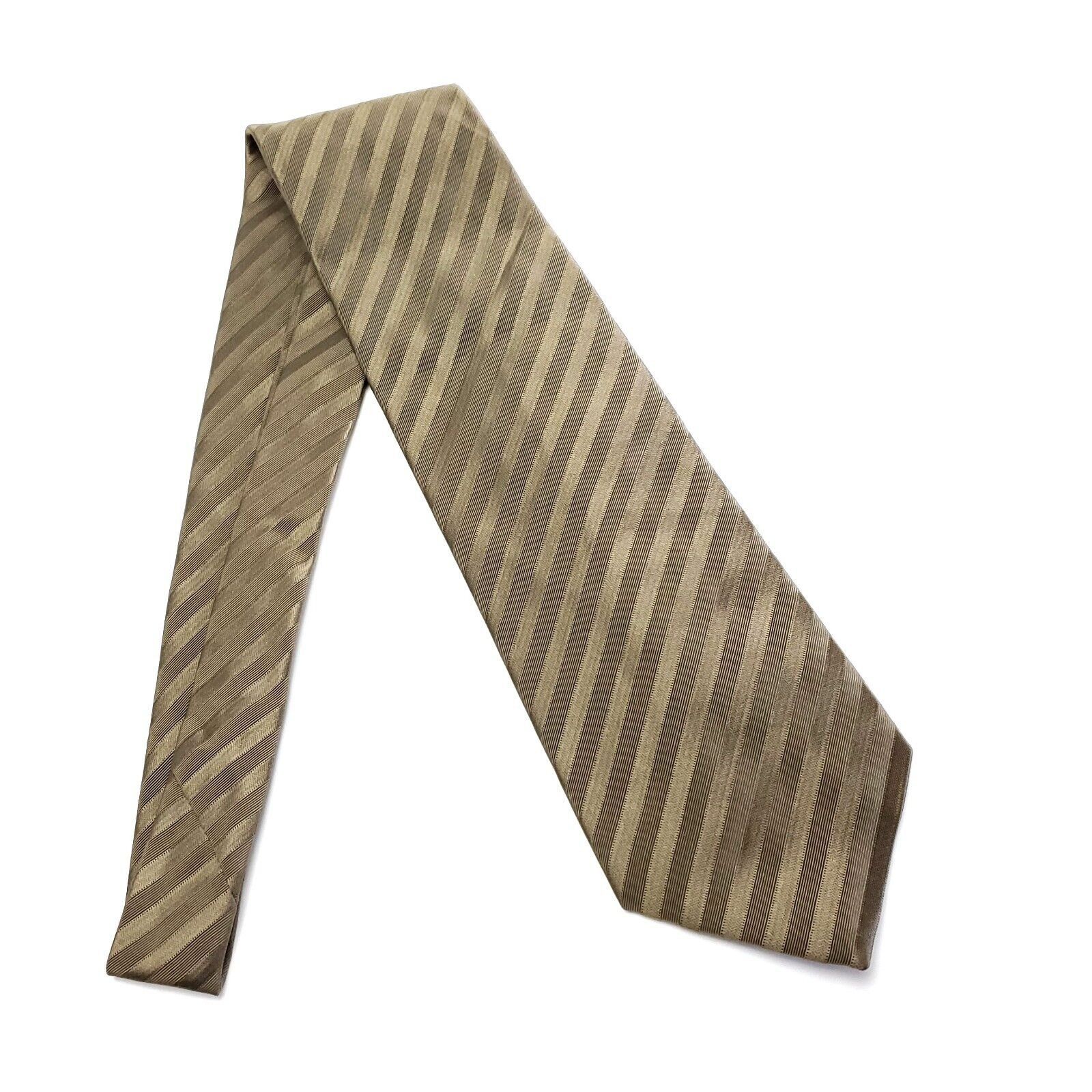 XMI Platinum XMI Atkinsons Woven Striped Green Beige Short Wide Silk Wool Size ONE SIZE - 6 Thumbnail