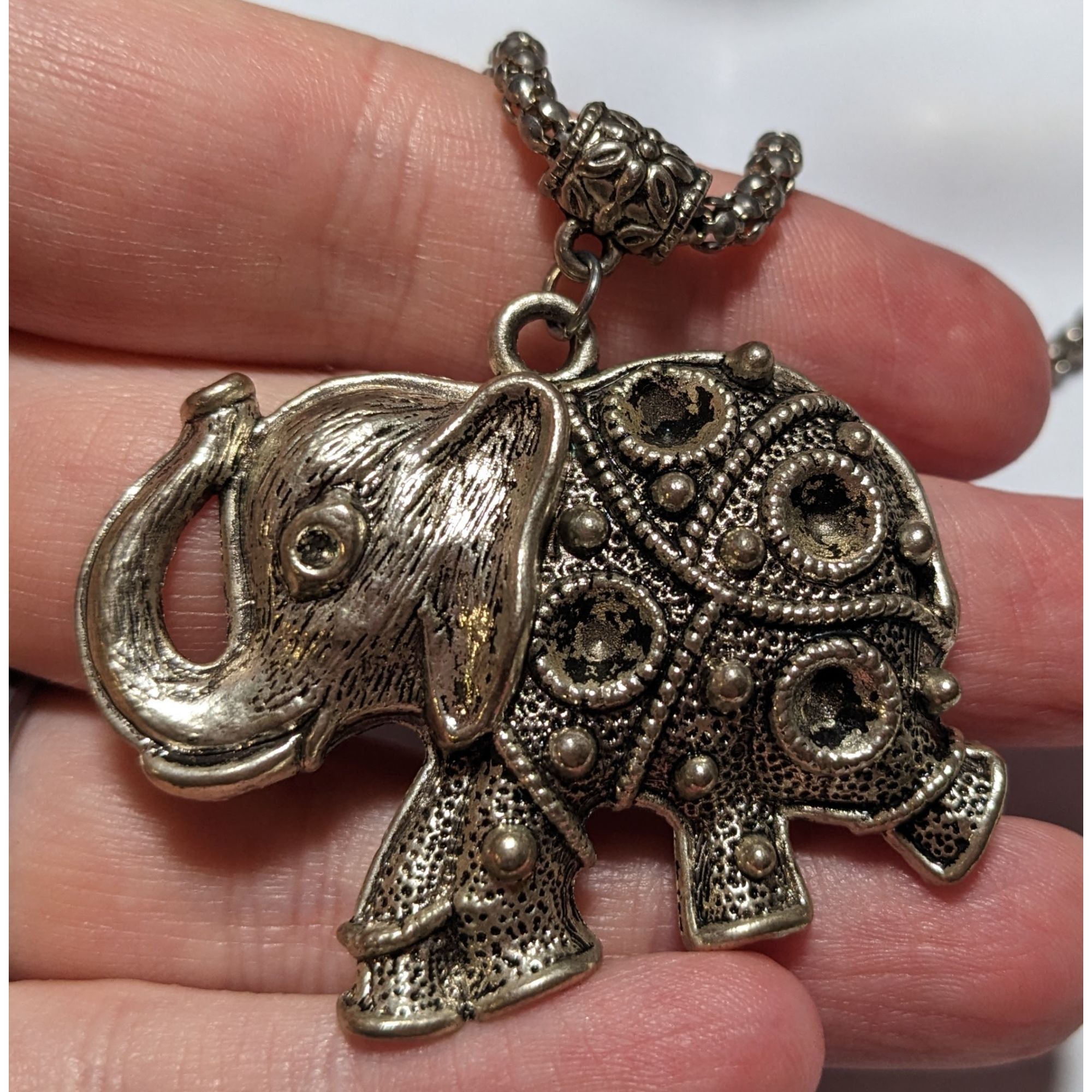 Other Vintage Bohemian Silver Elephant Pendant Necklace Size ONE SIZE - 3 Thumbnail