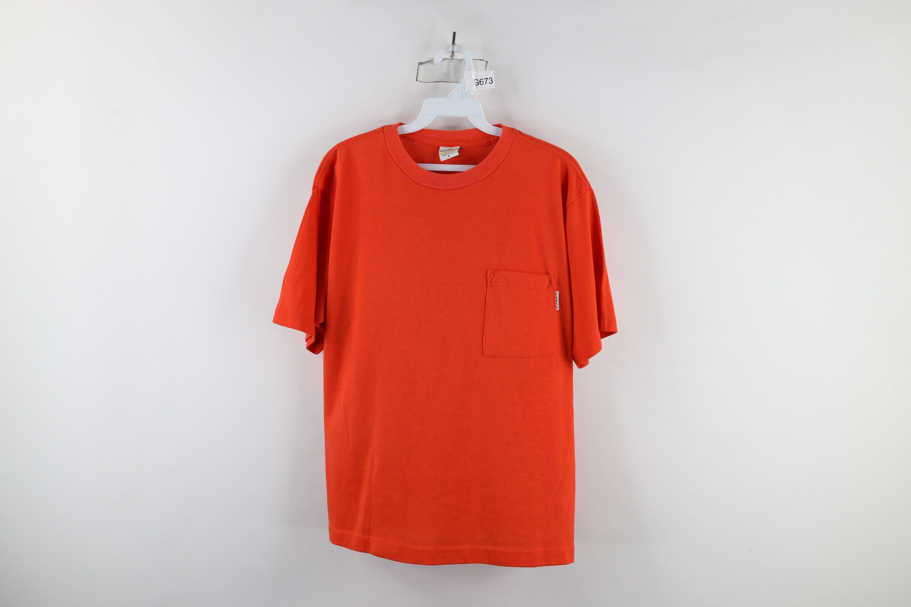 Vintage Vintage 90s Streetwear Blank Pocket T-Shirt Orange USA Size L / US 10 / IT 46 - 1 Thumbnail