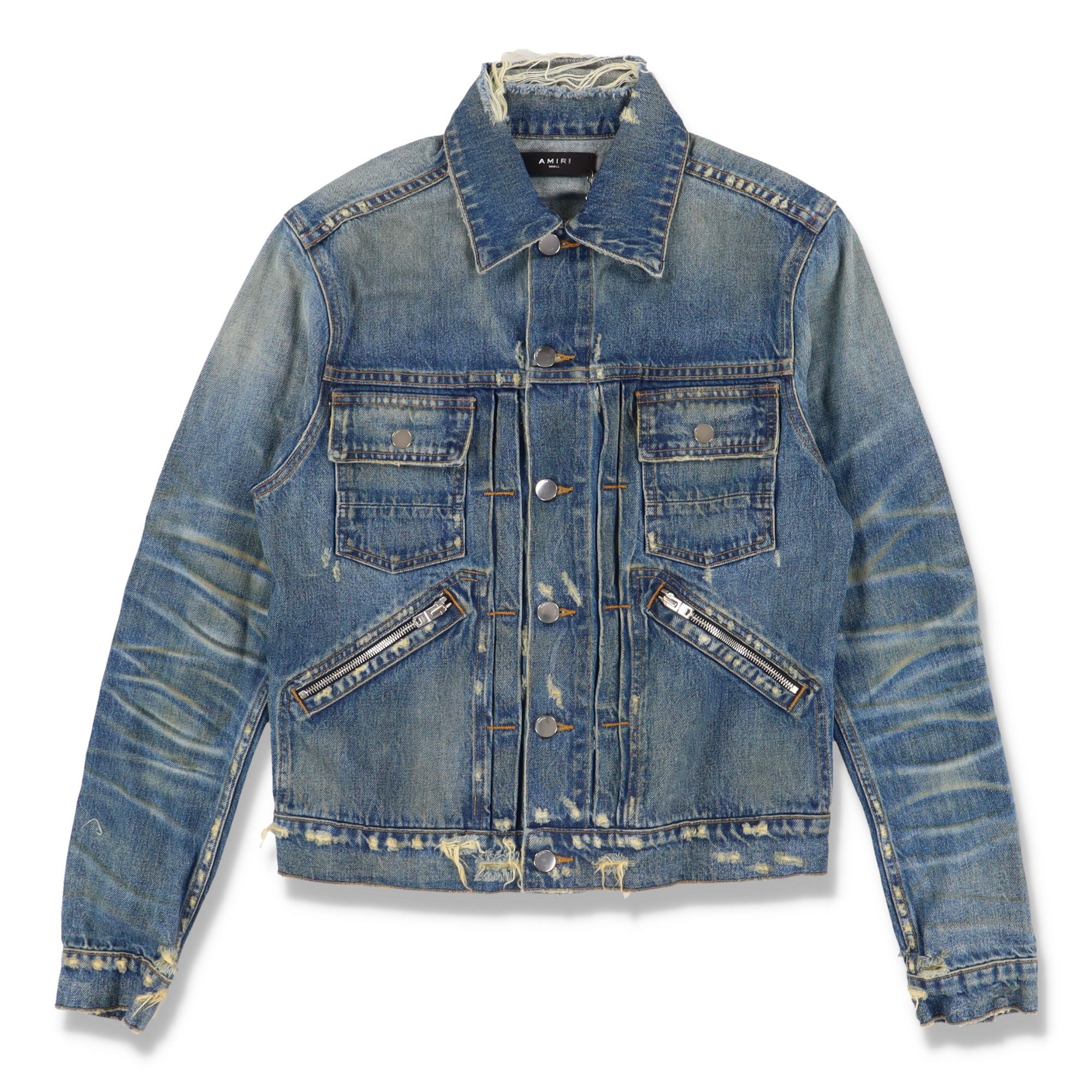 Amiri Blue Distressed Wrangler Denim Jacket Size US S / EU 44-46 / 1 - 1 Thumbnail