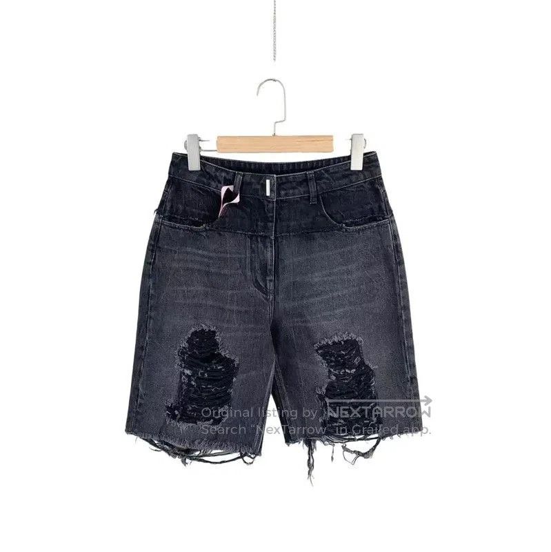 Givenchy Black Cotton Distressed Women's Shorts .
