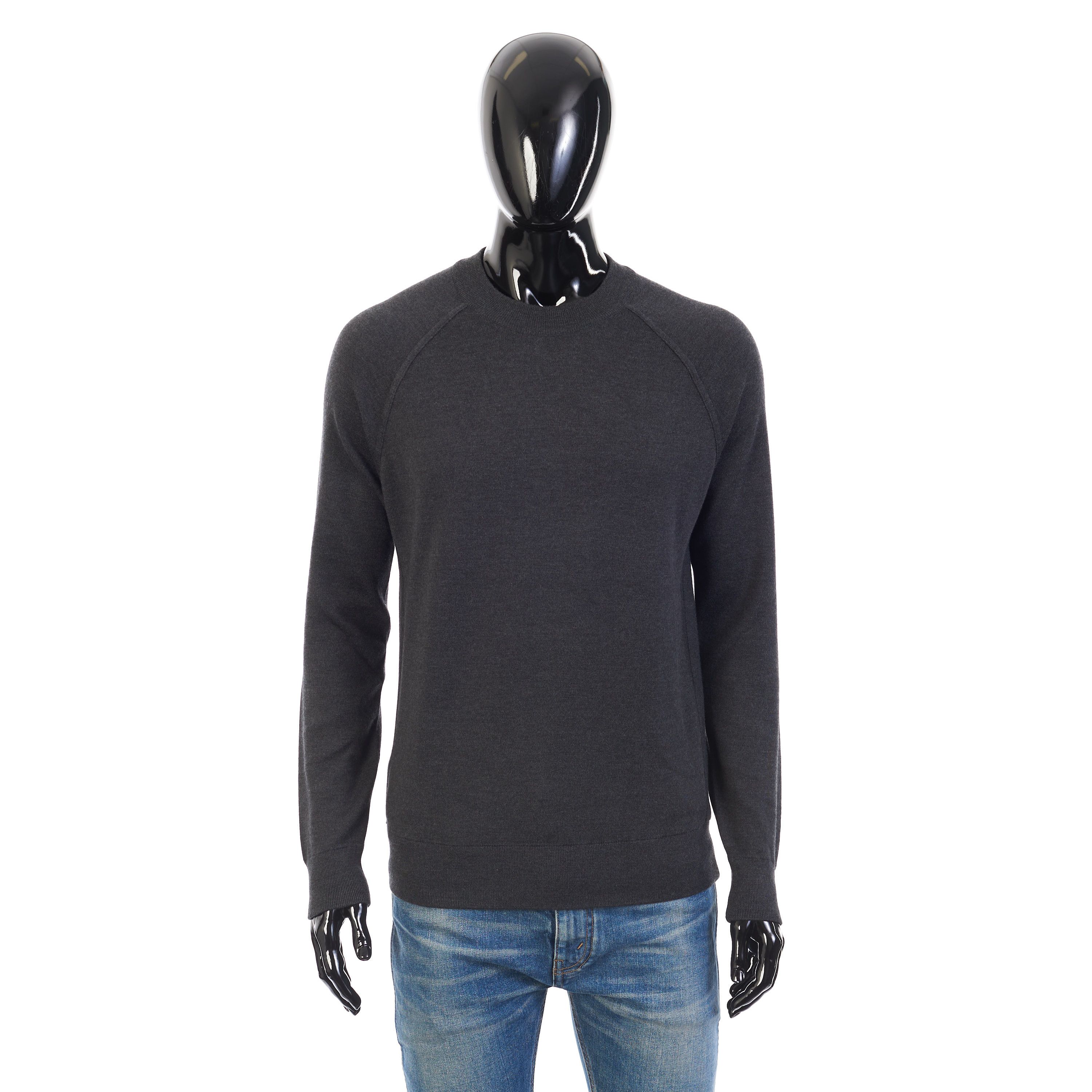 image of Loro Piana Balfour Crew Neck In Gray Silk, Cashmere, Virgin Wool in Anthracite Gray (Size Small)