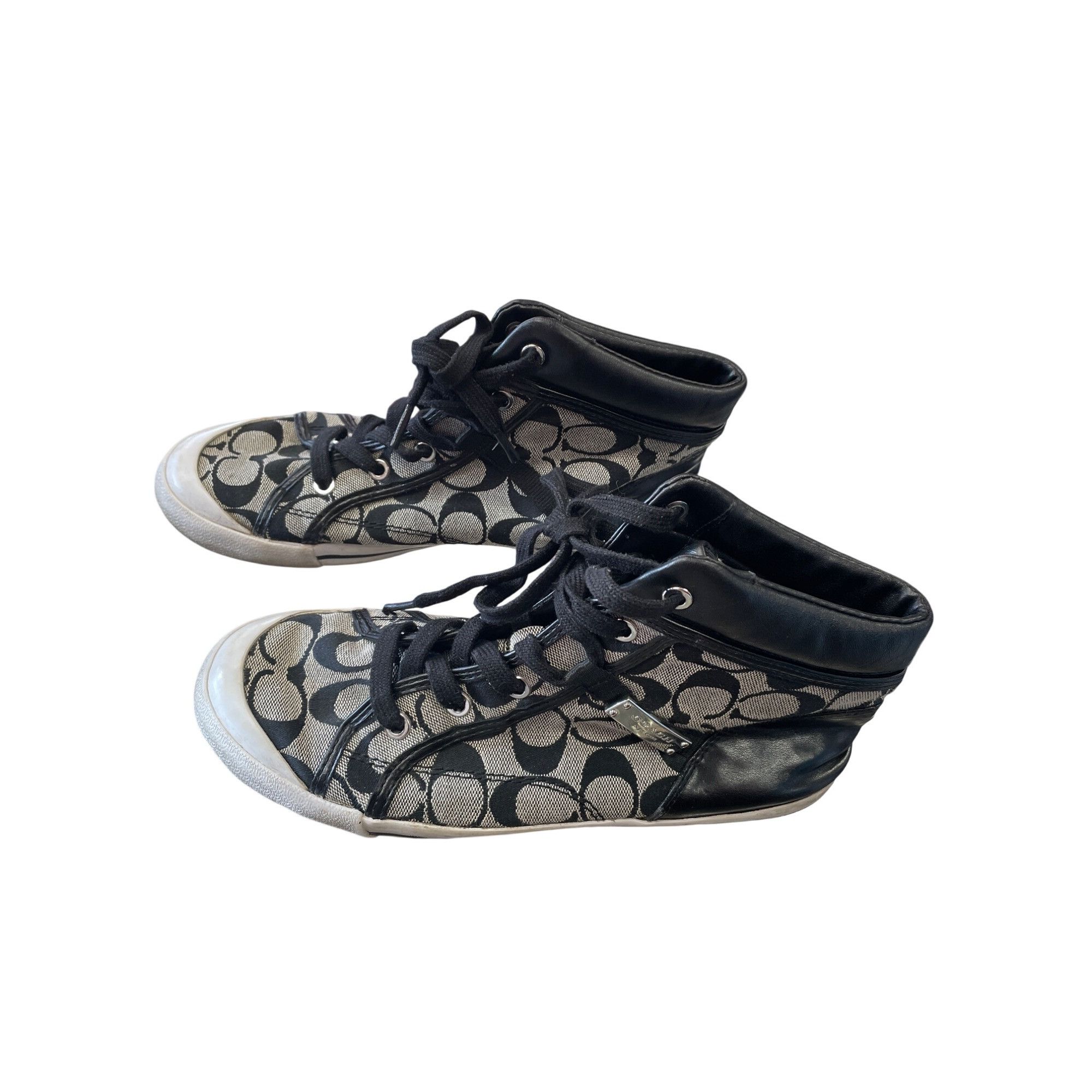 Coach Coach Freesia Woman's Black Grey Signature HighTop Sneakers Size US 8.5 / IT 38.5 - 3 Thumbnail