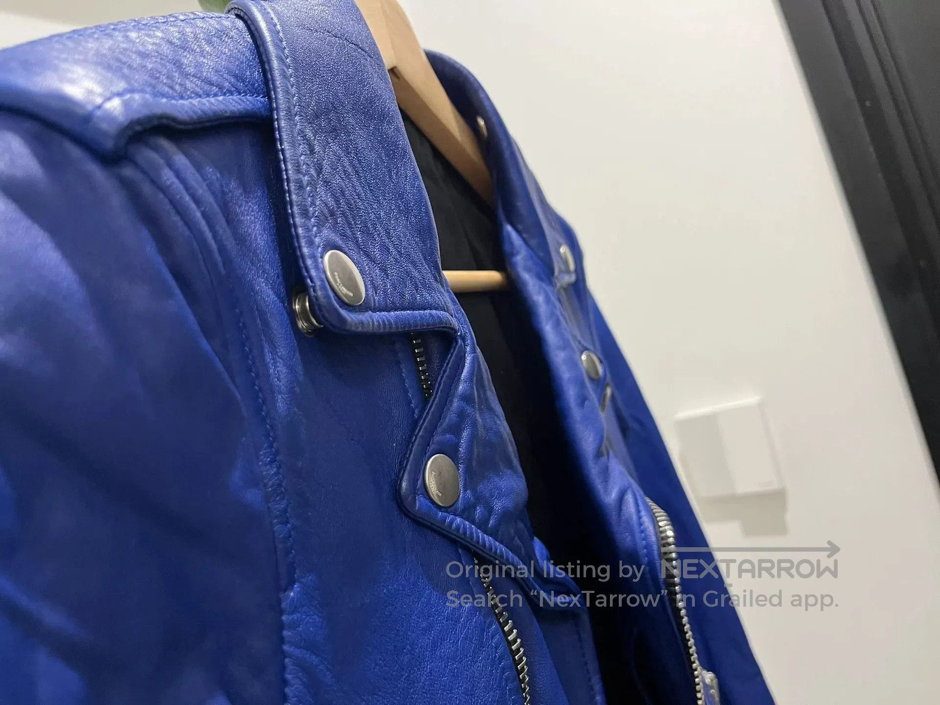 Saint Laurent Paris Saint Laurent Blue Biker Leather Jacket. Size XXS / US 00 / IT 34 - 7 Thumbnail