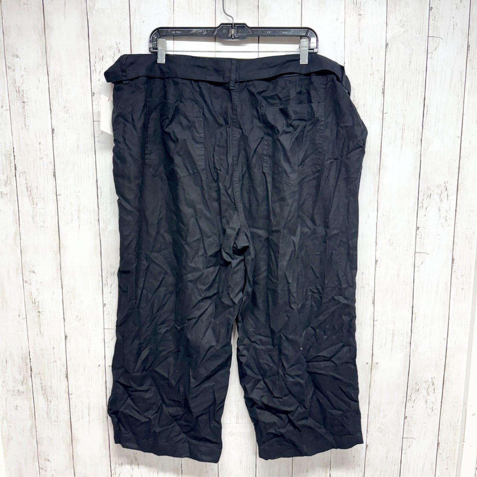 Calvin Klein Calvin Klein Pants 16W Black Crop Flared Wide Leg Belted Size 42" / US 20 - 6 Thumbnail
