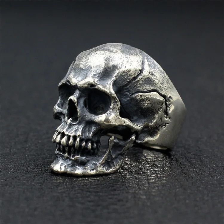 Vintage SIZE 10 Punk 925 Sterling Silver Skull Size ONE SIZE - 2 Thumbnail
