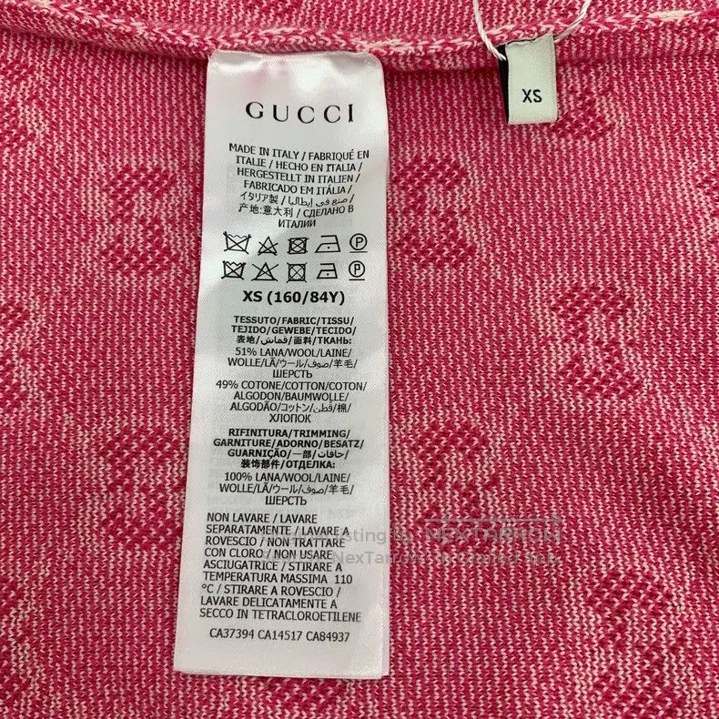 Gucci Gucci Pink logo jacquard full-print wool round-neck short- Size XS / US 0-2 / IT 36-38 - 6 Thumbnail
