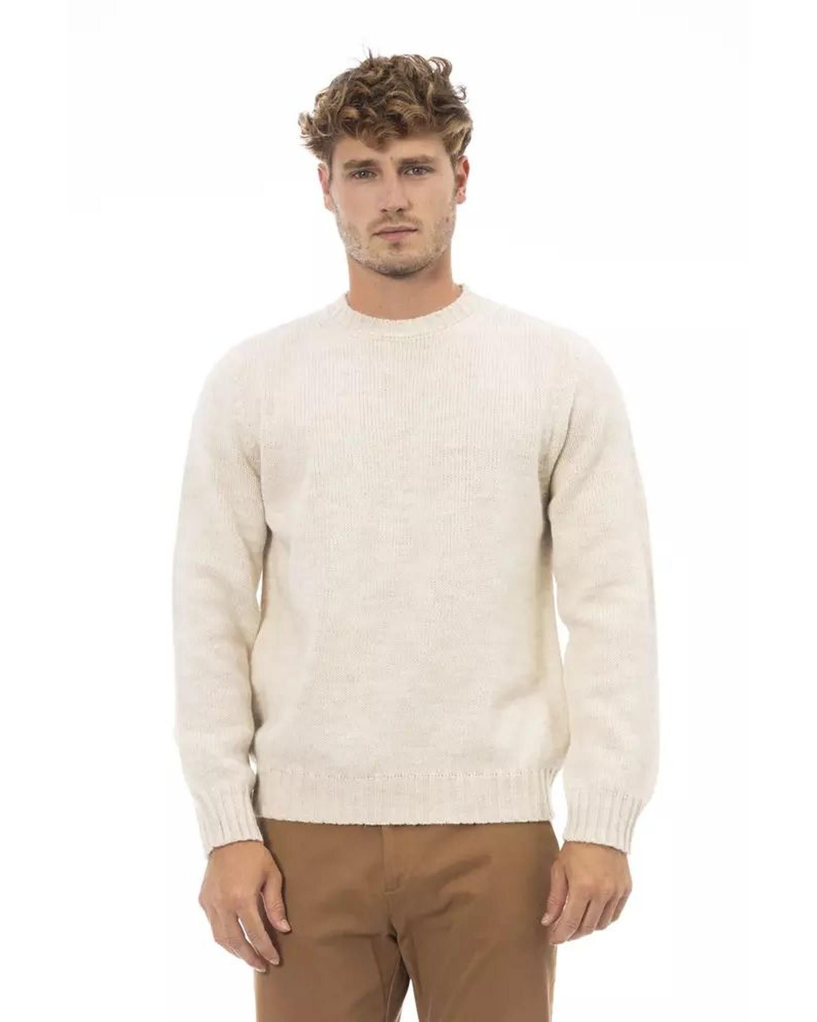 image of Alpha Studio Alpaca Leather Sweater in Beige, Men's (Size XL)