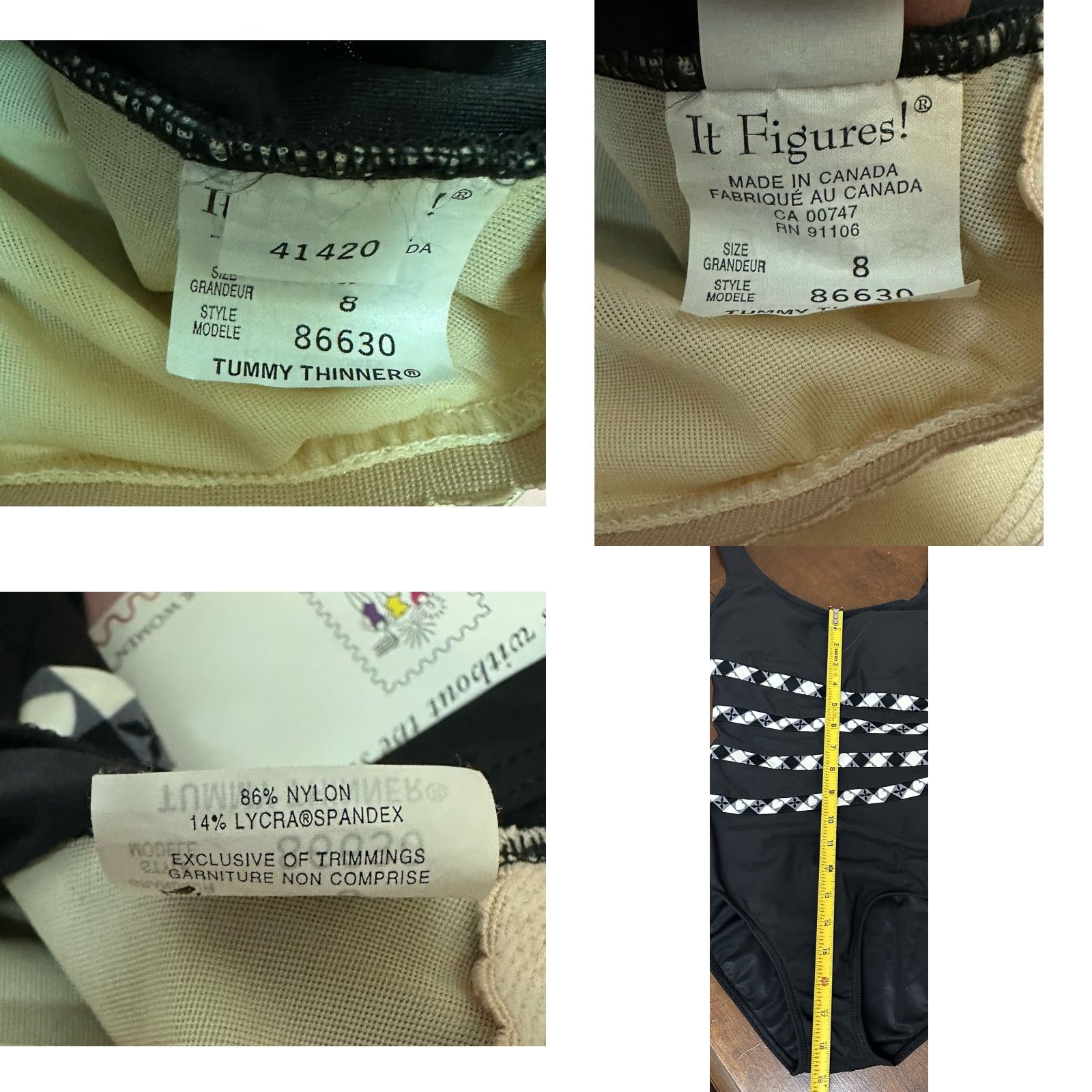 Etro VINTAGE It Figures Black Tummy Thinner Swimsuit Full Coverage Size 8 Womens Size ONE SIZE - 8 Thumbnail