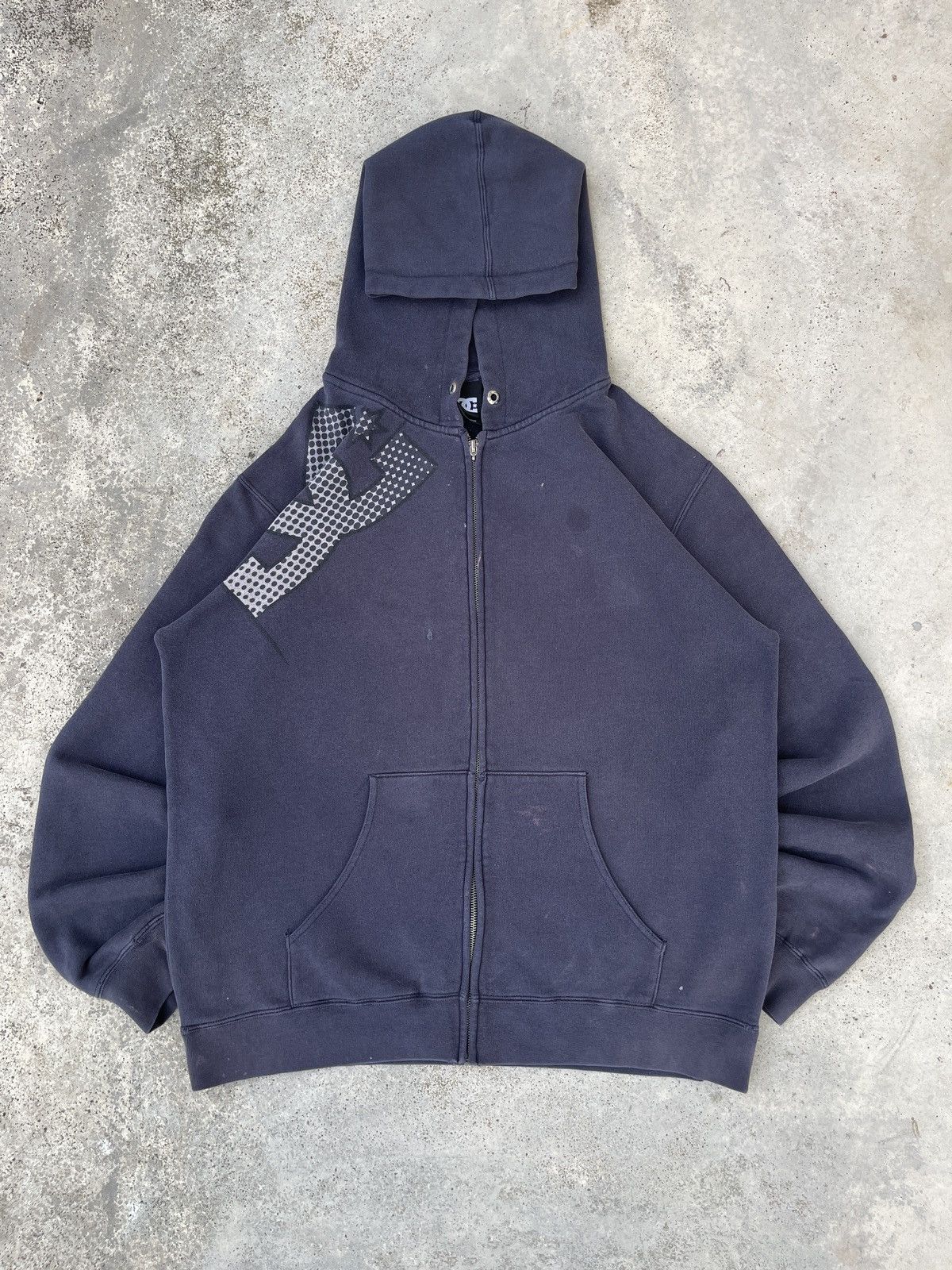 DC × Vintage Vintage Faded Navy DC Print Y2K Zip Up Hoodie Size US XL / EU 56 / 4 - 1 Thumbnail