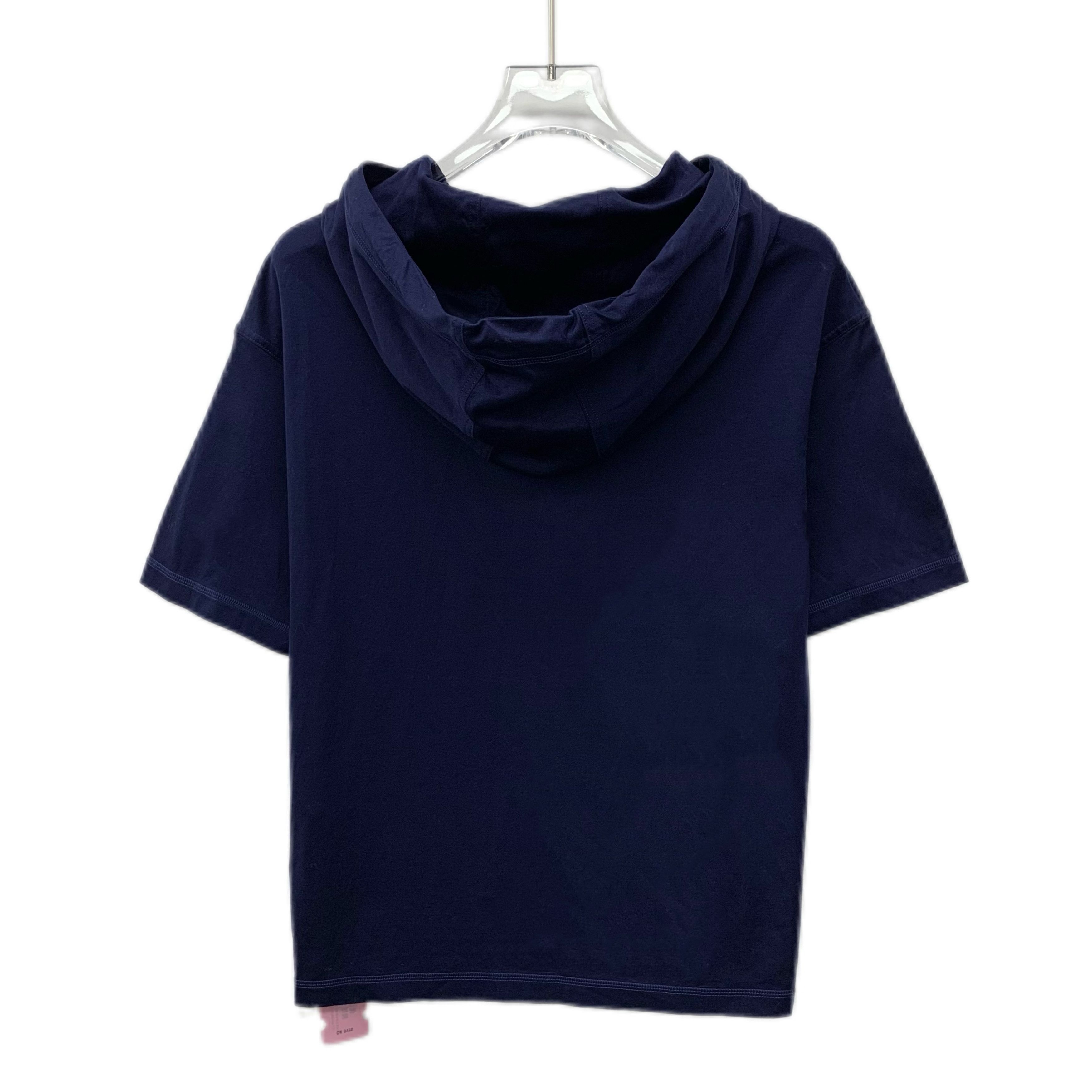 Hermes CW0450 Hermès Navy Blue Hooded Cotton T-Shirt Size XXS / US 00 / IT 34 - 2 Thumbnail