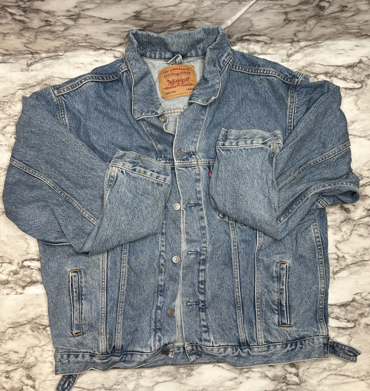 Levi's made USA vtg 90s Levi Strauss Levis 70507-0389 Denim Jacket Size US L / EU 52-54 / 3 - 1 Thumbnail