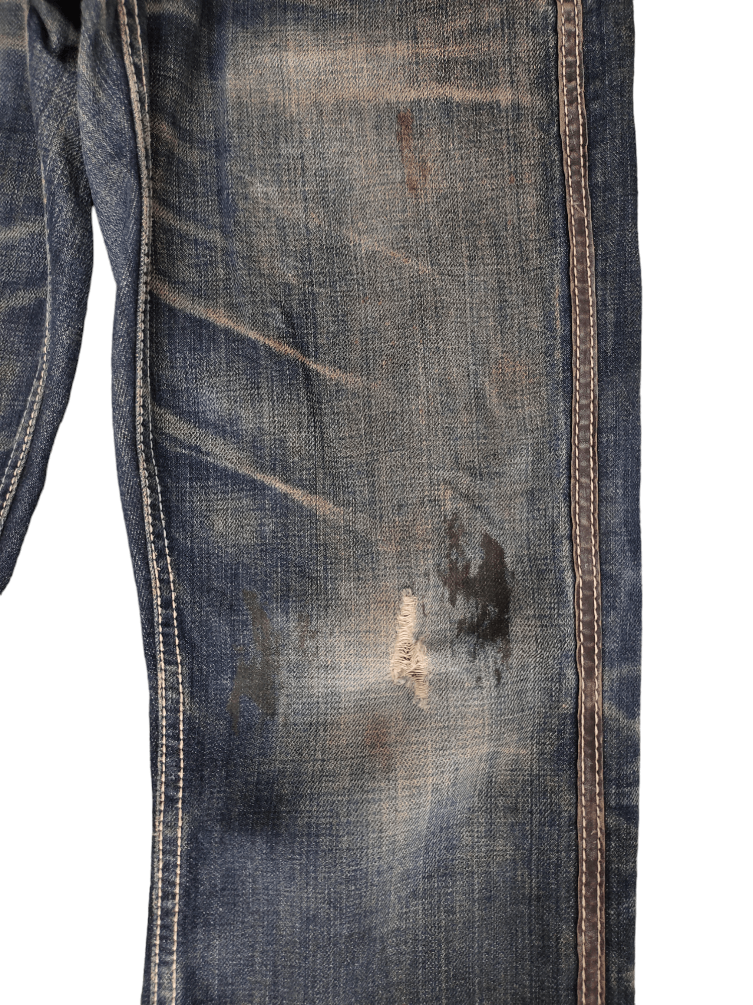 If Six Was Nine Flare Jeans Trim Co Leather Distress Faded Boot Cut Y2k Size US 31 - 15 Thumbnail