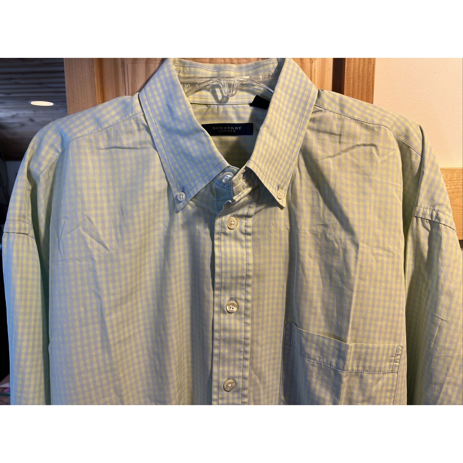 Burberry Burberry London Men's L Yellow Gray Check LS cotton Shirt Size US L / EU 52-54 / 3 - 5 Thumbnail