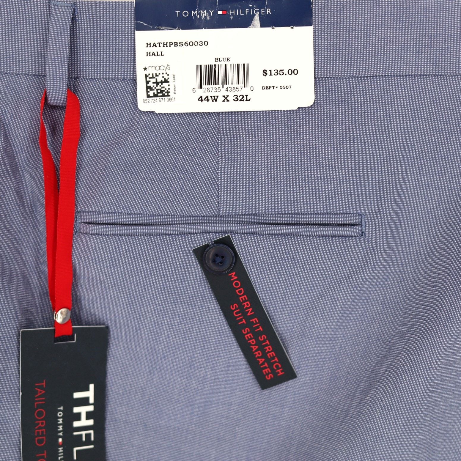 Tommy Hilfiger Tommy Hilfiger Men's Blue Cotton Suit Pants Size 44x32 Size US 44 / EU 60 - 3 Thumbnail