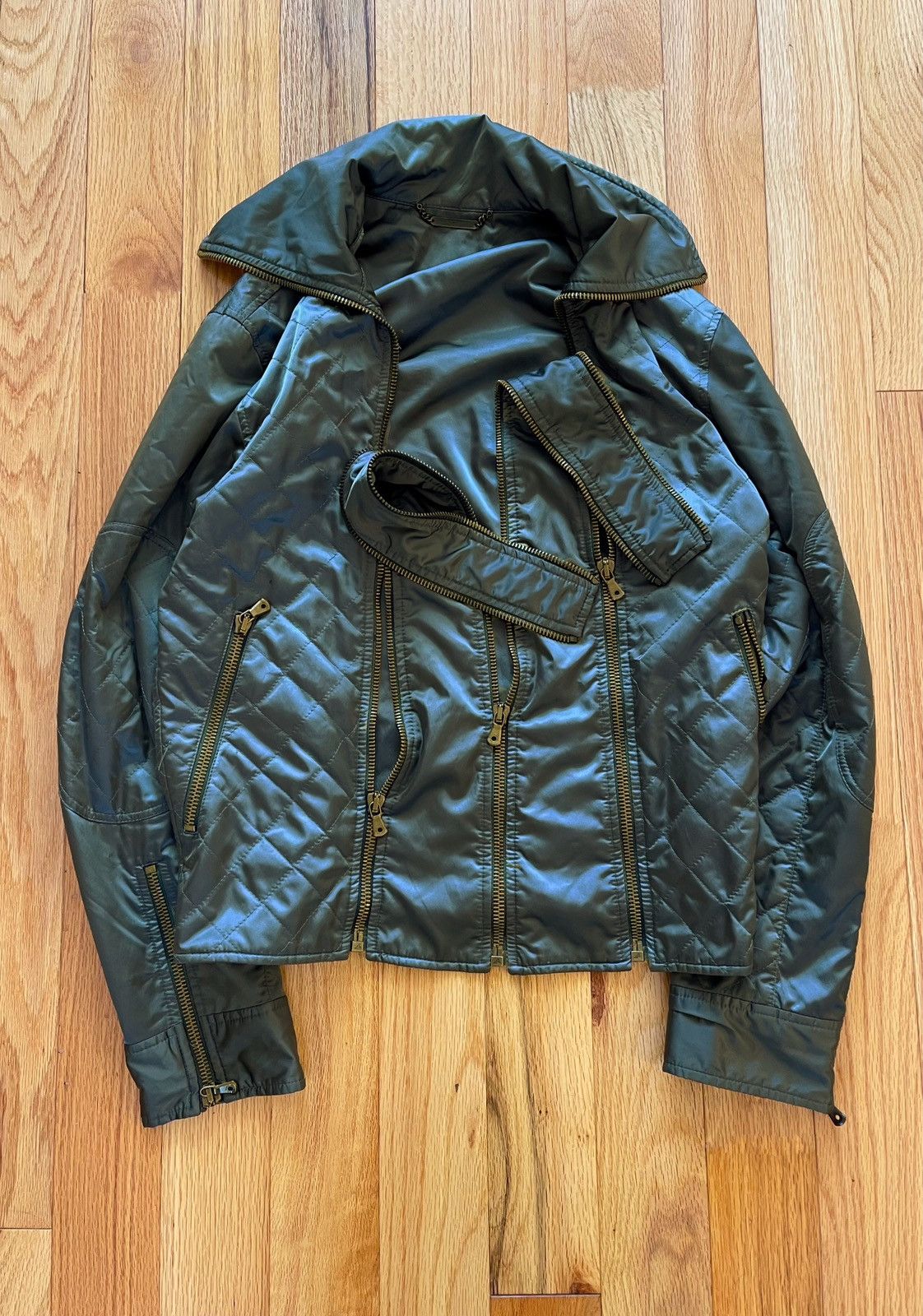 image of Dolce Gabbana 2000S Dolce & Gabbana Mainline Runway Triple Zip Jacket in Green, Men's (Size Medium)